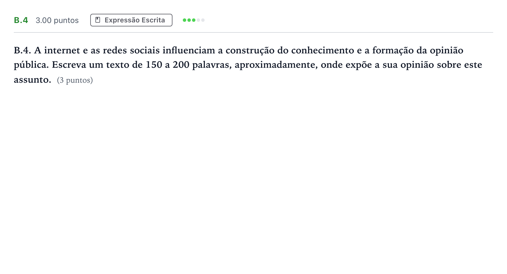 Enunciado: Ejercicio B.4 · Portugués PAU Madrid Ordinaria Coincidencias 2023