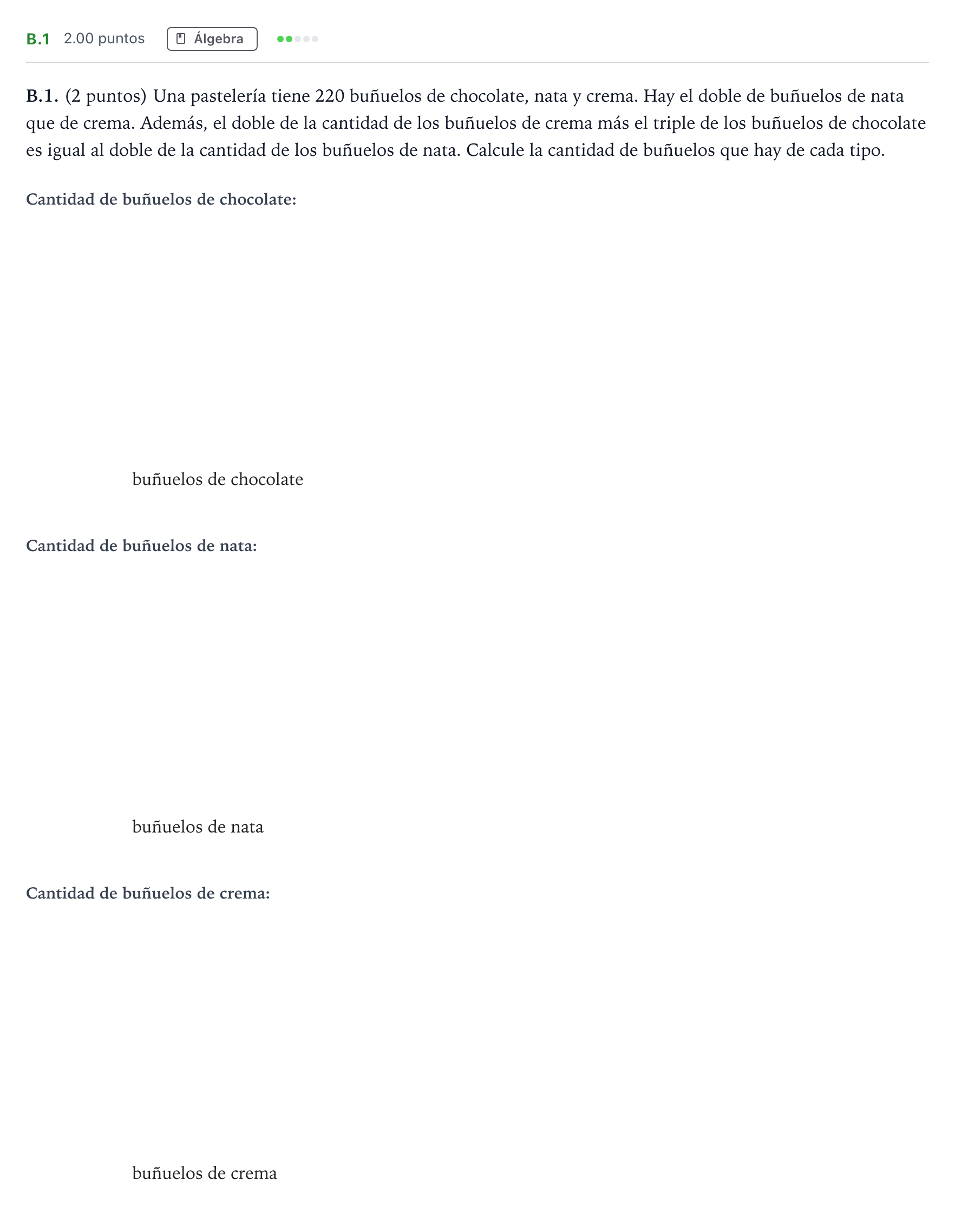 Enunciado: Ejercicio B.1 · Matemáticas aplicadas a las Ciencias Sociales II PAU Madrid Ordinaria 2023