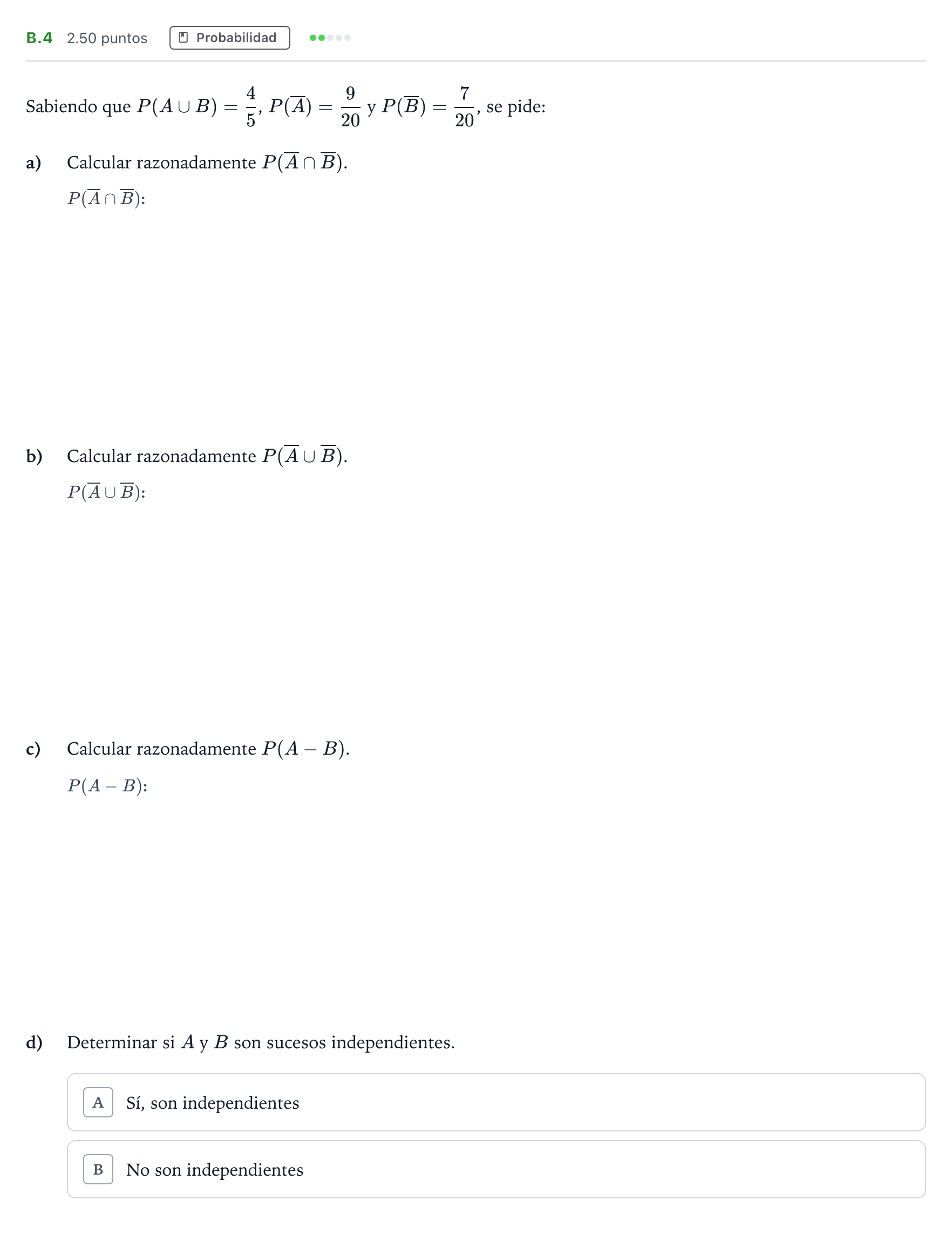 Enunciado: Ejercicio B.4 · Matemáticas II PAU Madrid Modelo 2023