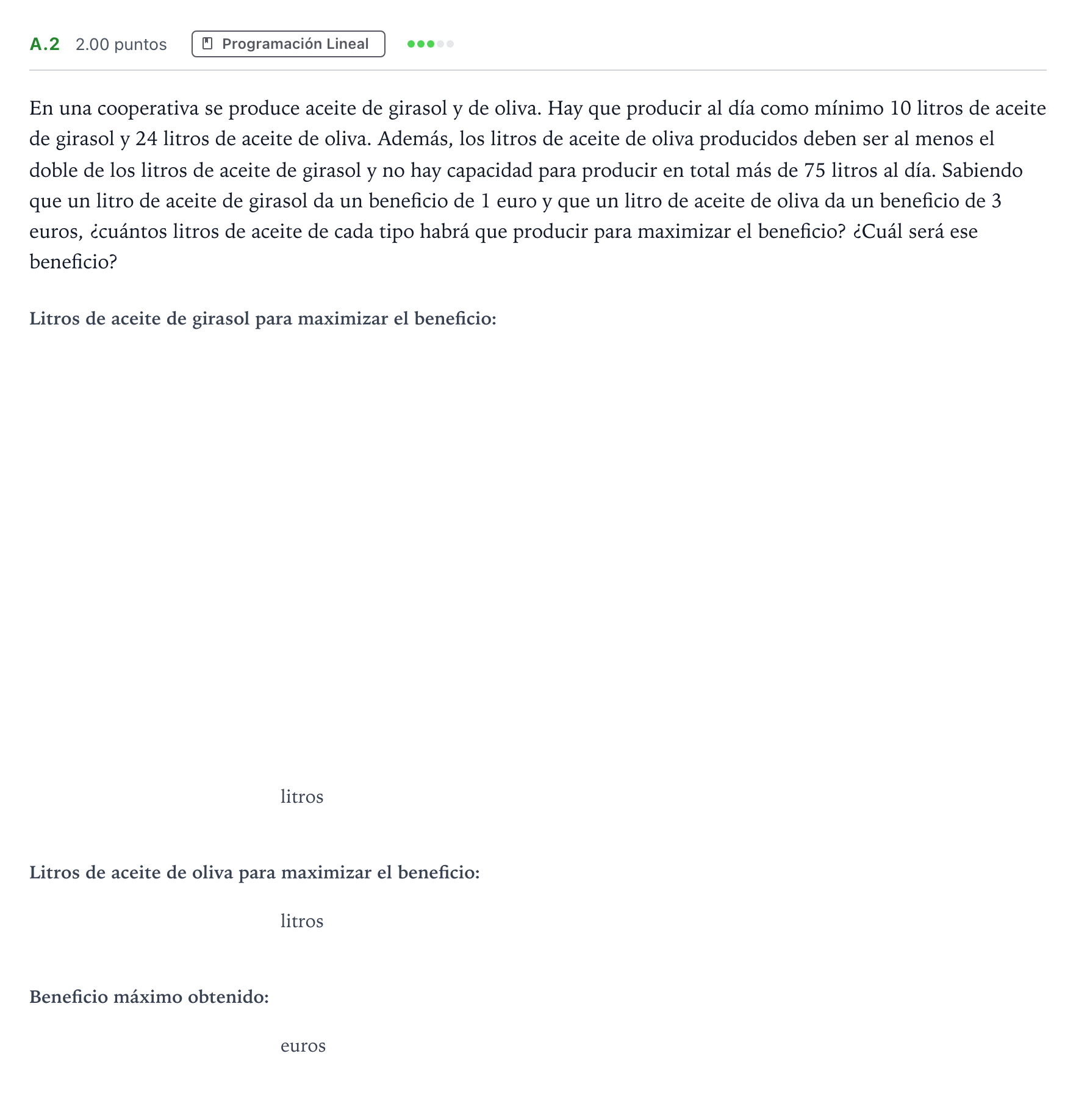 Enunciado: Ejercicio A.2 · Matemáticas aplicadas a las Ciencias Sociales II PAU Madrid Ordinaria Coincidencias 2023