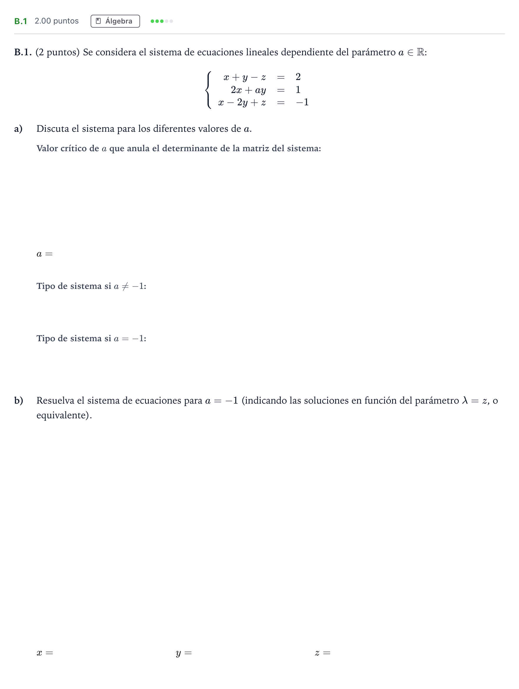 Enunciado: Ejercicio B.1 · Matemáticas aplicadas a las Ciencias Sociales II PAU Madrid Ordinaria Coincidencias 2023