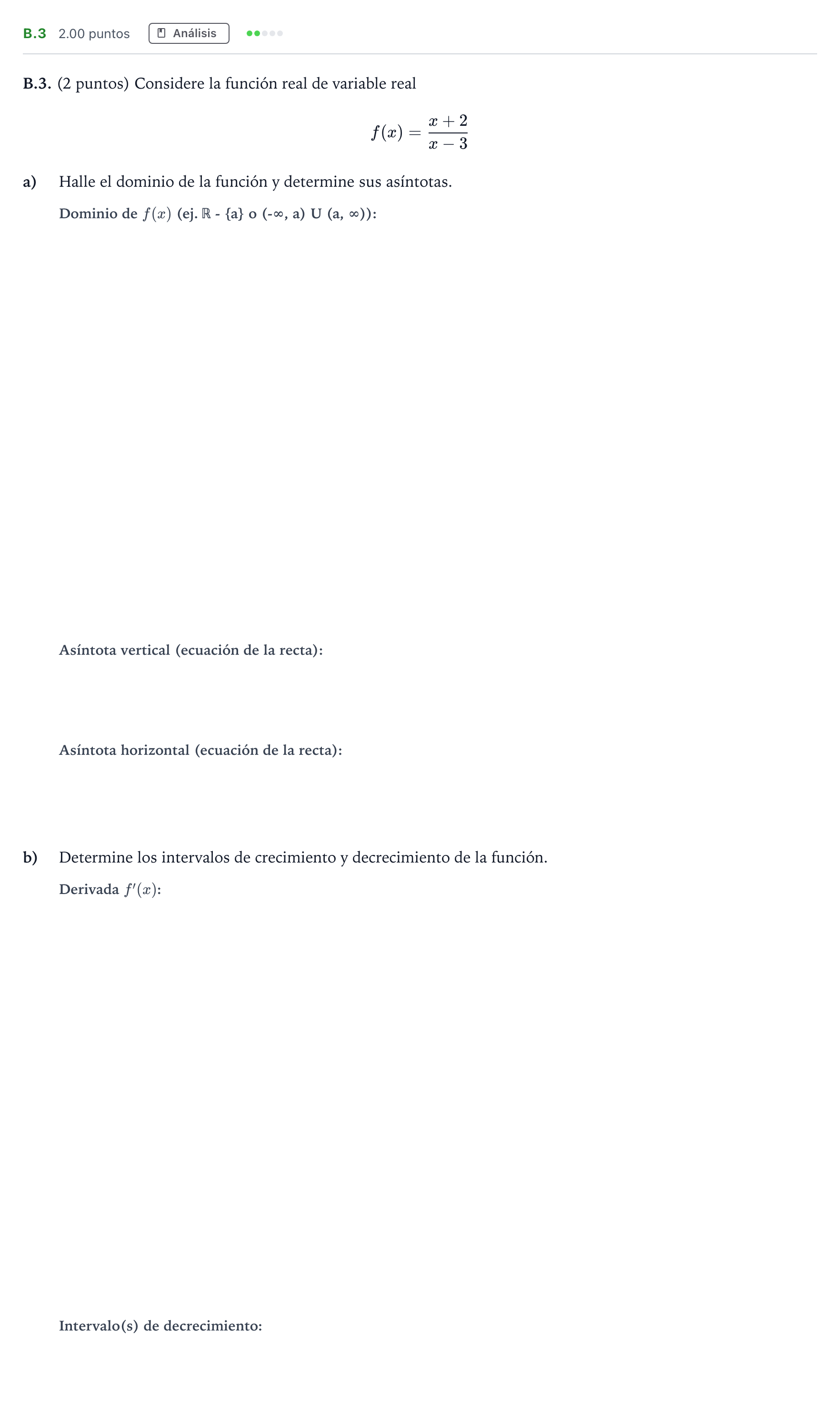 Enunciado: Ejercicio B.3 · Matemáticas aplicadas a las Ciencias Sociales II PAU Madrid Ordinaria Coincidencias 2023