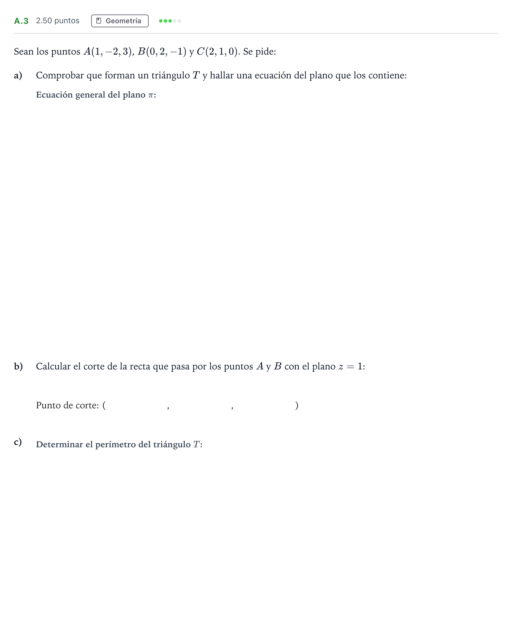 Enunciado: Ejercicio A.3 · Matemáticas II PAU Madrid Ordinaria 2023