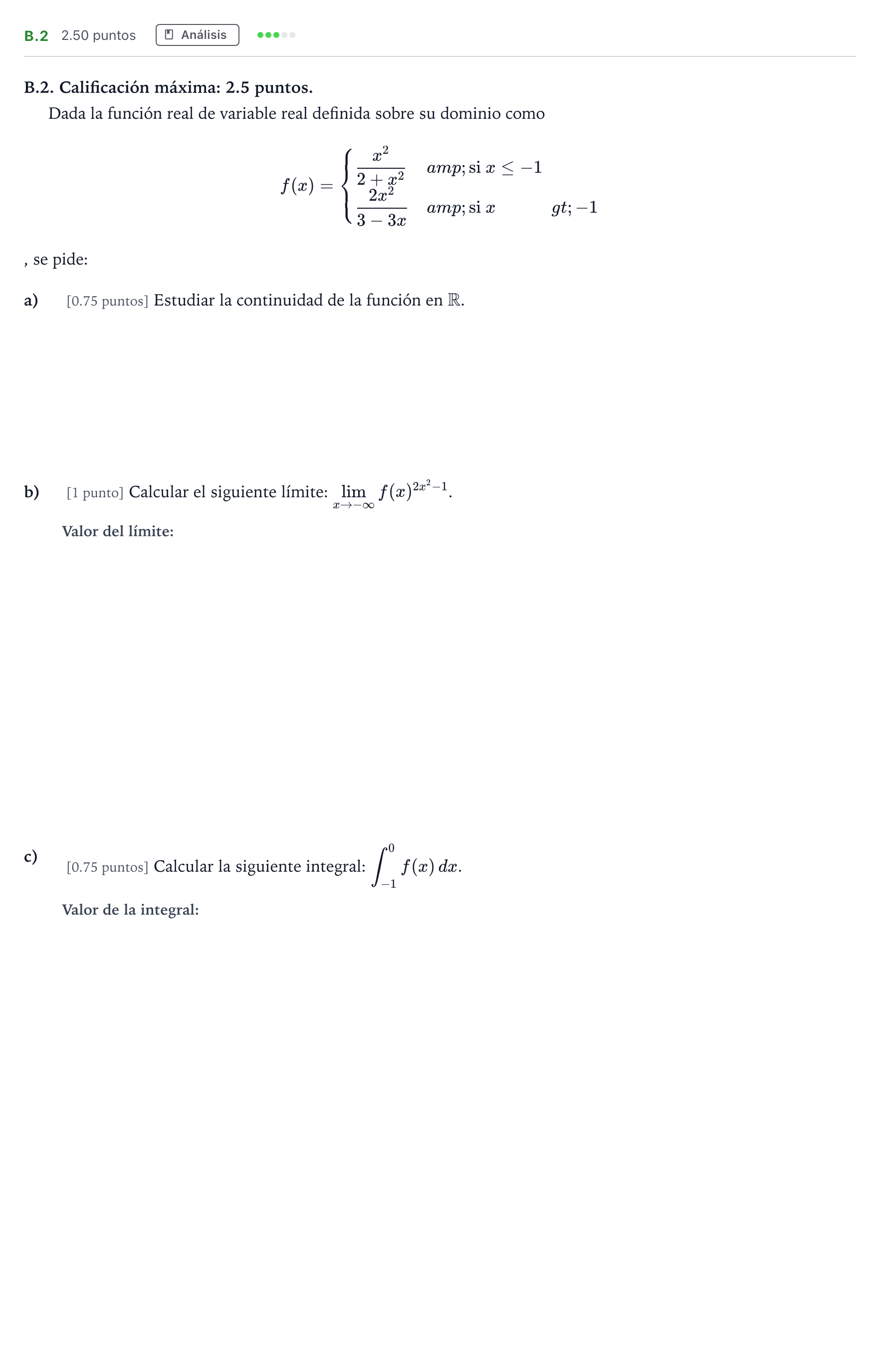Enunciado: Ejercicio B.2 · Matemáticas II PAU Madrid Ordinaria 2023