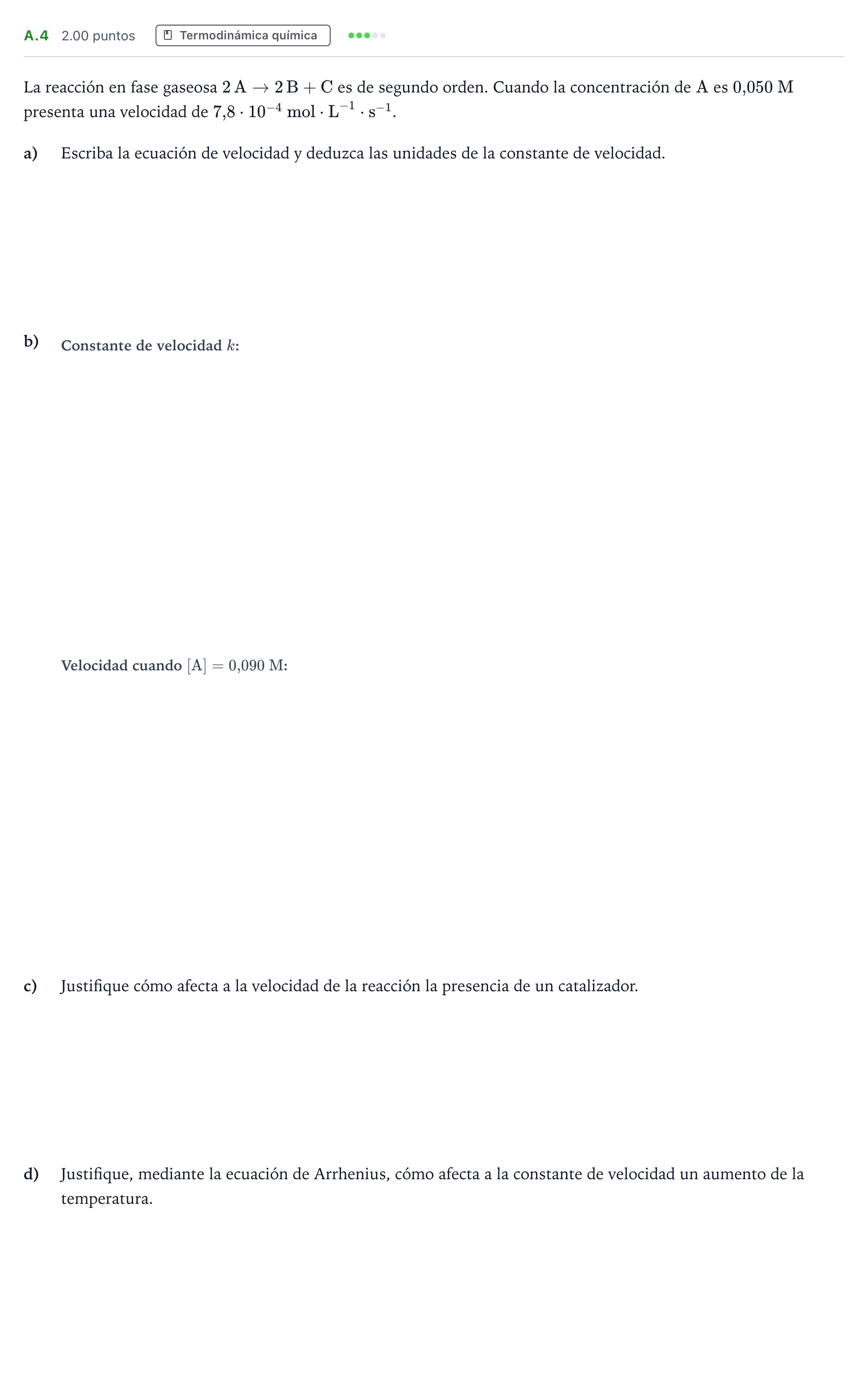 Enunciado: Ejercicio A.4 · Química PAU Madrid Extraordinaria 2023