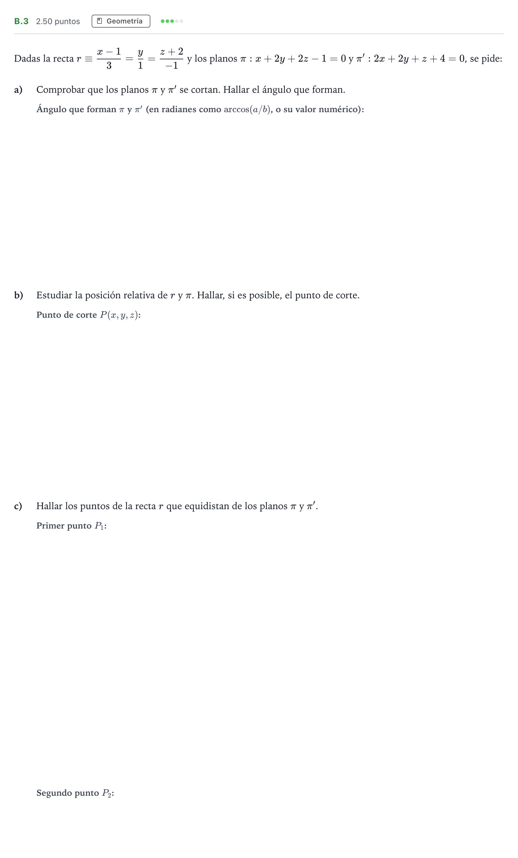 Enunciado: Ejercicio B.3 · Matemáticas II PAU Madrid Ordinaria Coincidencias 2023