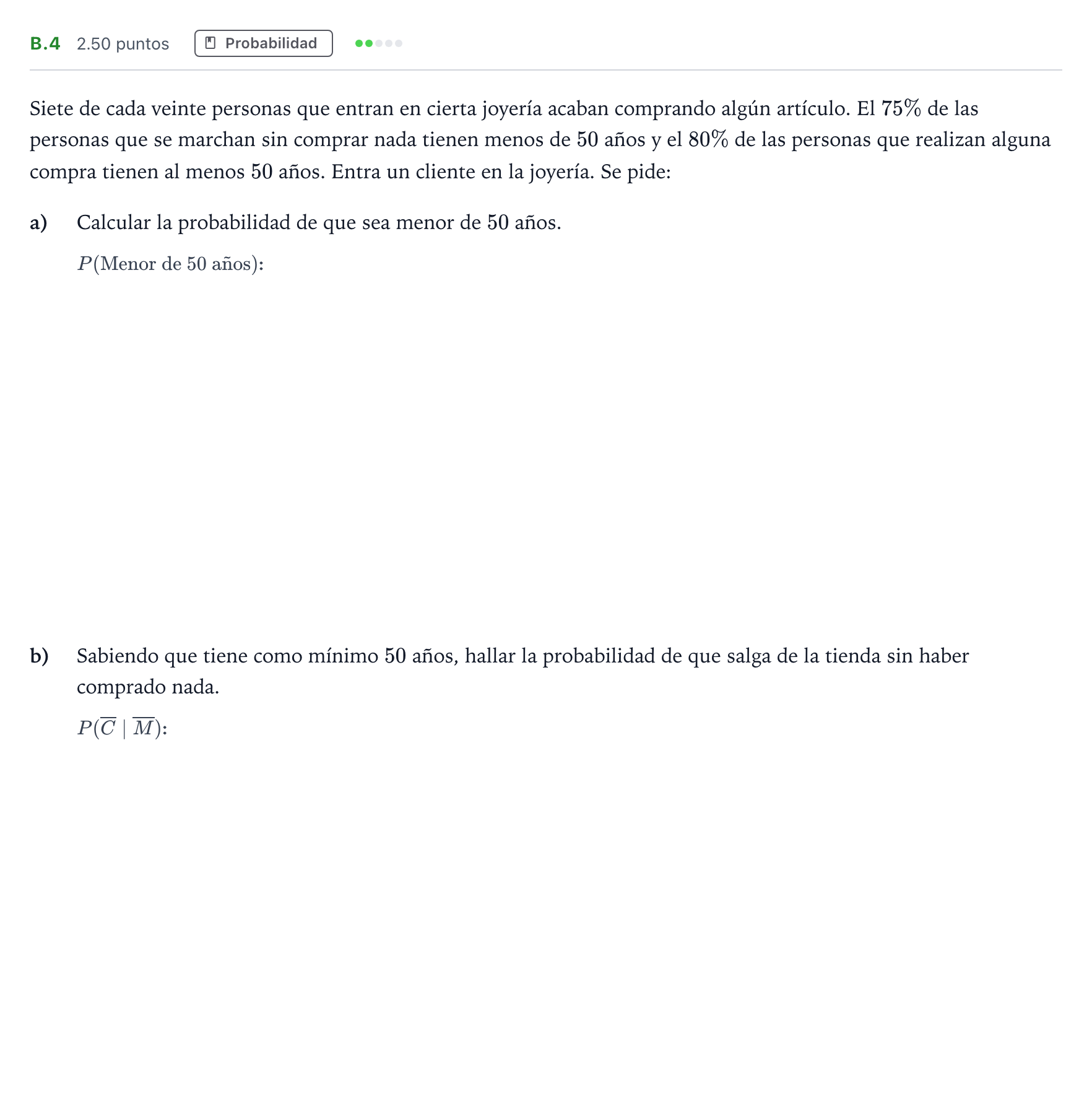 Enunciado: Ejercicio B.4 · Matemáticas II PAU Madrid Ordinaria Coincidencias 2023