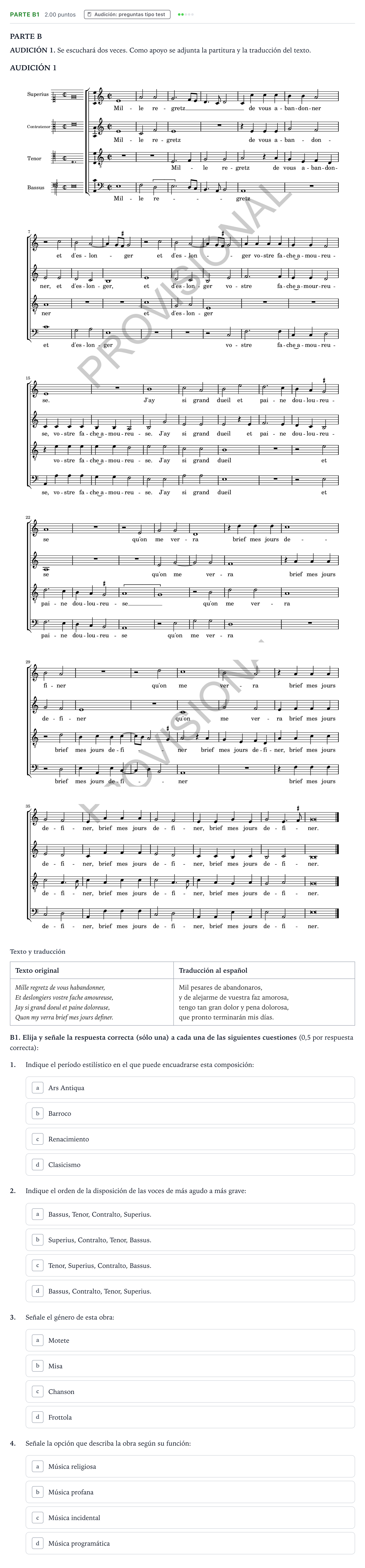 Enunciado: Ejercicio Parte B1 · Análisis Musical II PAU Madrid Modelo 2024