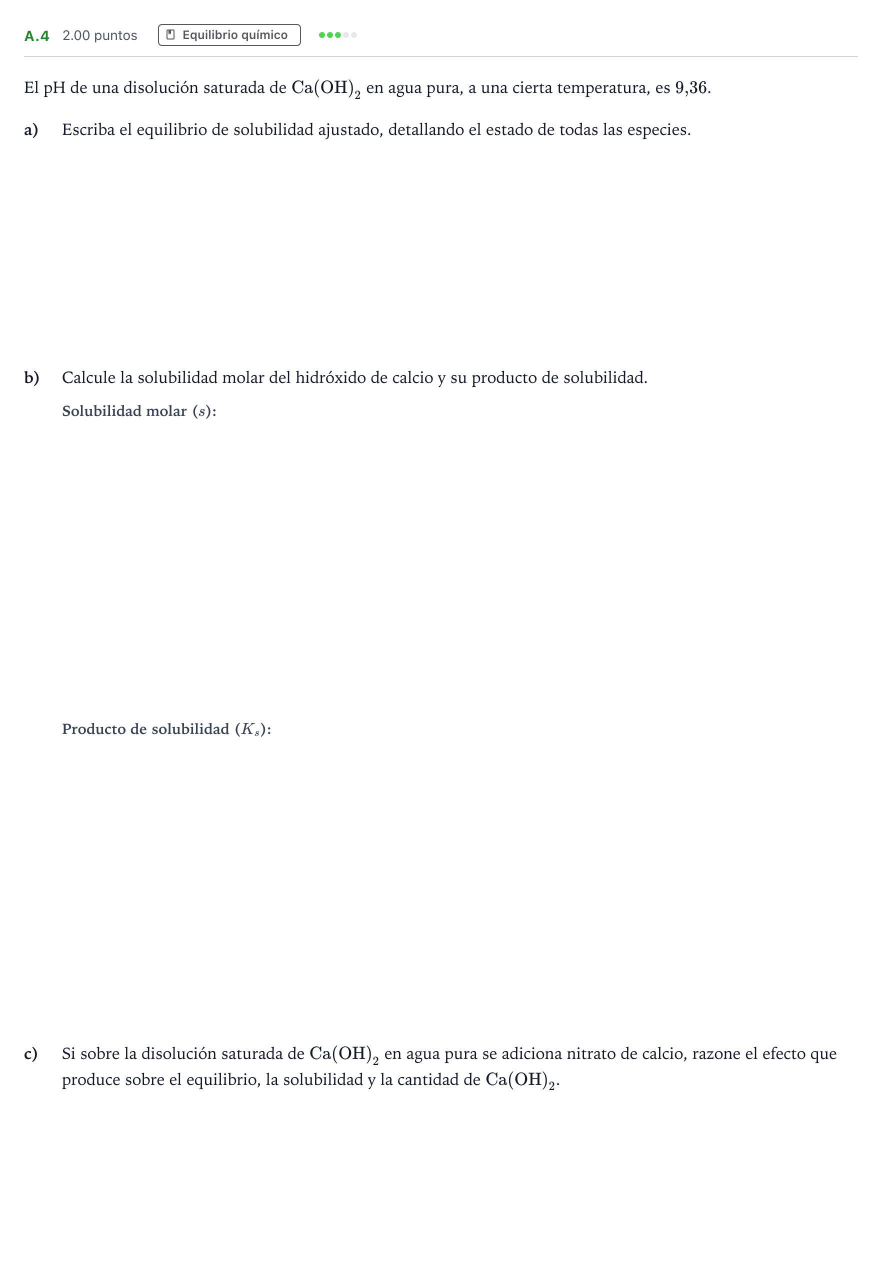 Enunciado: Ejercicio A.4 · Química PAU Madrid Ordinaria 2023