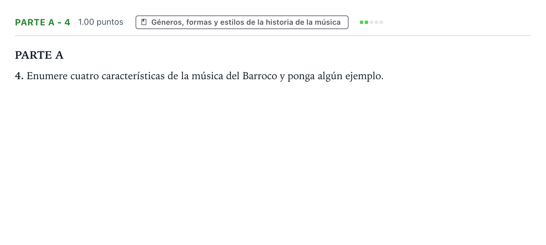 Enunciado: Ejercicio Parte A - 4 · Análisis Musical II PAU Madrid Ordinaria 2024