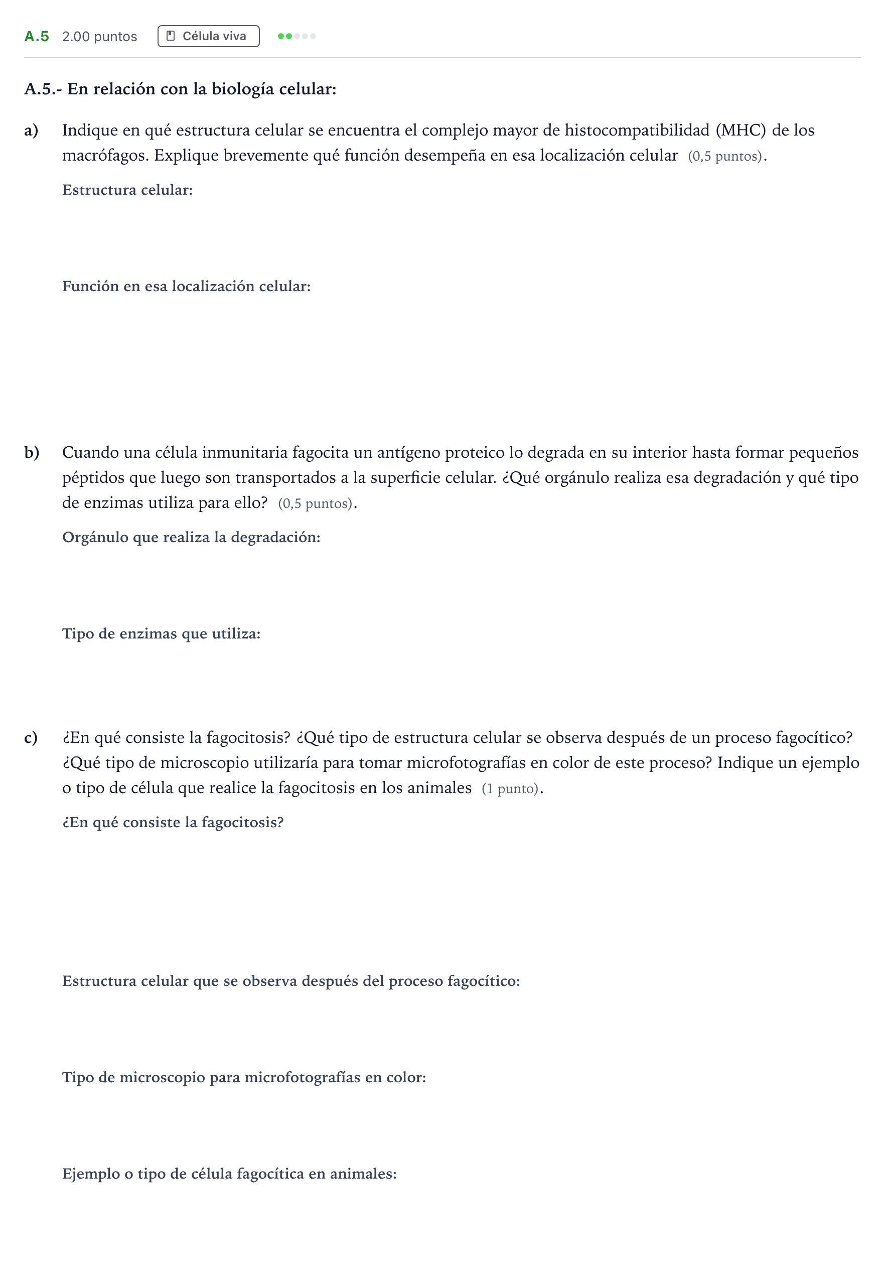 Enunciado: Ejercicio A.5 · Biología PAU Madrid Extraordinaria 2024