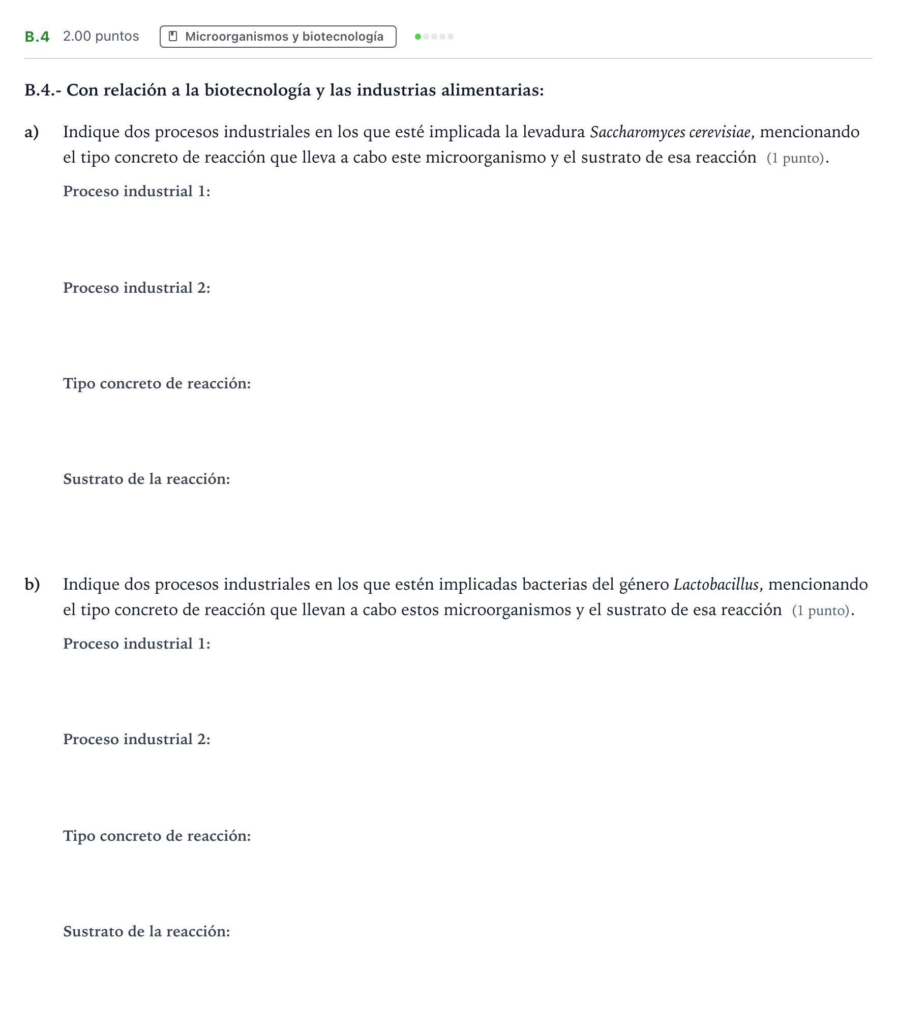 Enunciado: Ejercicio B.4 · Biología PAU Madrid Extraordinaria 2024