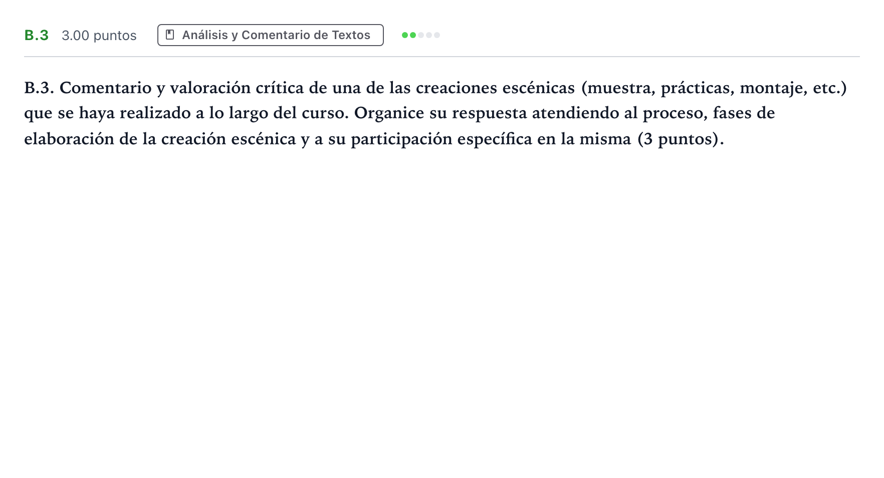 Enunciado: Ejercicio B.3 · Artes Escénicas PAU Madrid Ordinaria 2024
