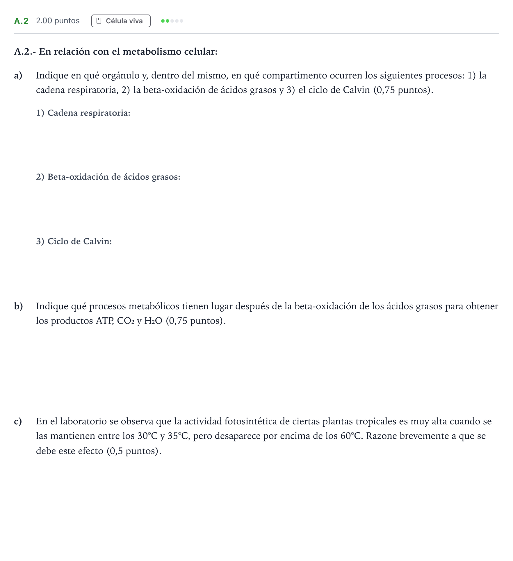 Enunciado: Ejercicio A.2 · Biología PAU Madrid Extraordinaria Coincidencias 2024