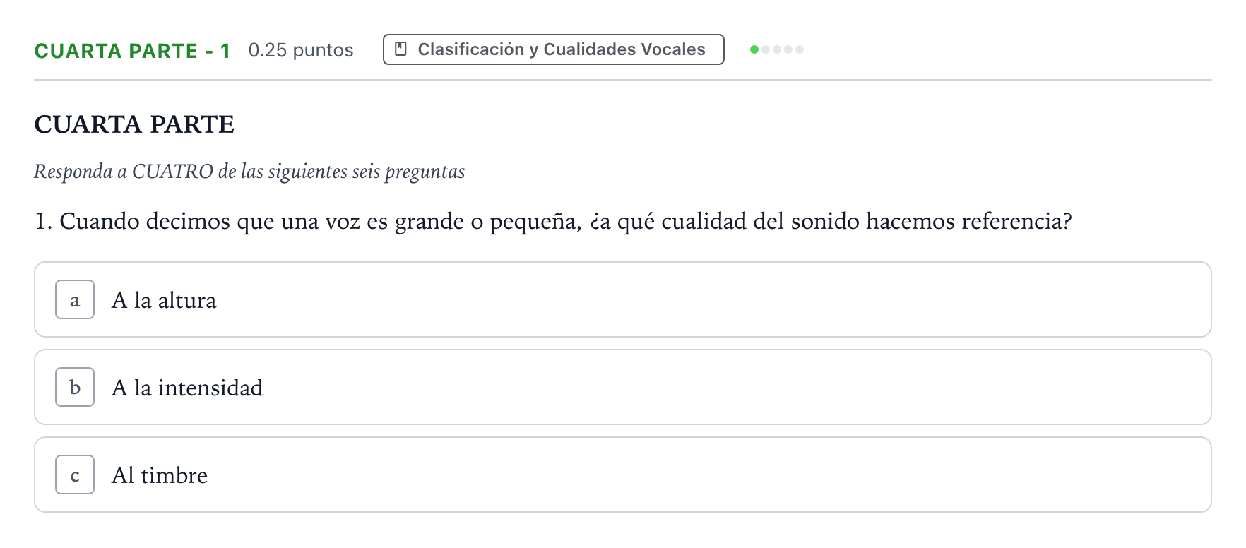 Enunciado: Ejercicio Cuarta Parte - 1 · Coro y Técnica Vocal II PAU Madrid Modelo 2024