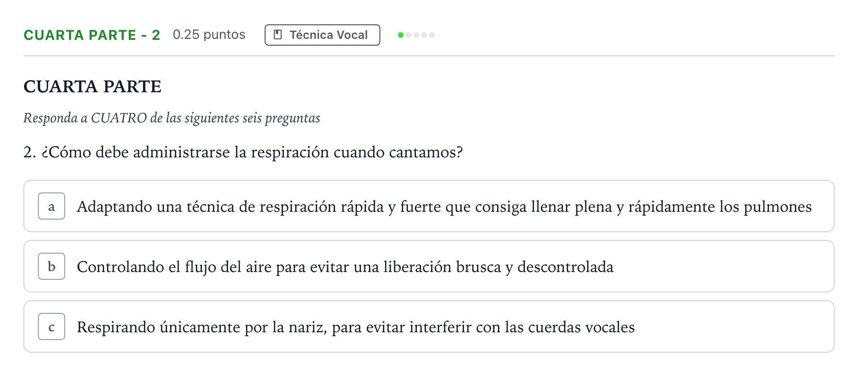 Enunciado: Ejercicio Cuarta Parte - 2 · Coro y Técnica Vocal II PAU Madrid Modelo 2024