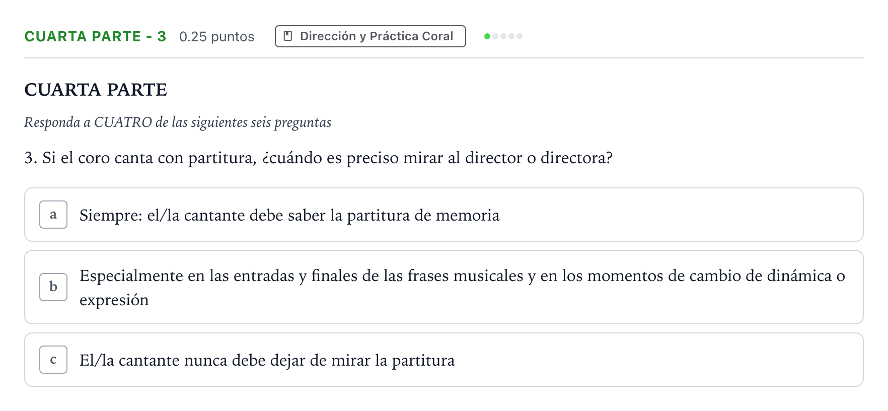 Enunciado: Ejercicio Cuarta Parte - 3 · Coro y Técnica Vocal II PAU Madrid Modelo 2024