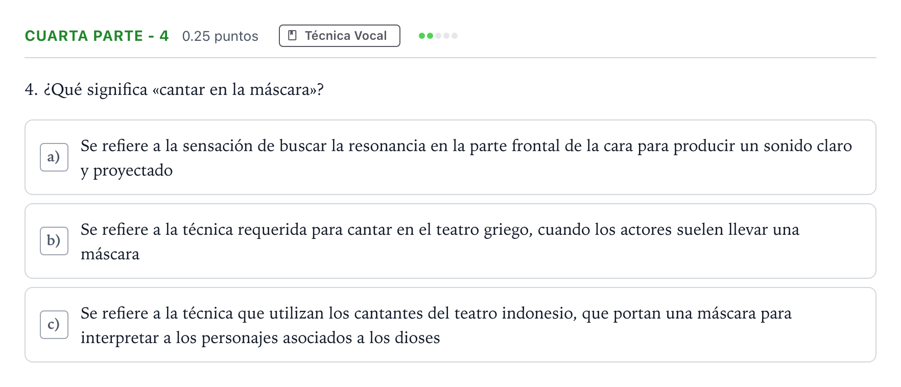 Enunciado: Ejercicio Cuarta Parte - 4 · Coro y Técnica Vocal II PAU Madrid Modelo 2024