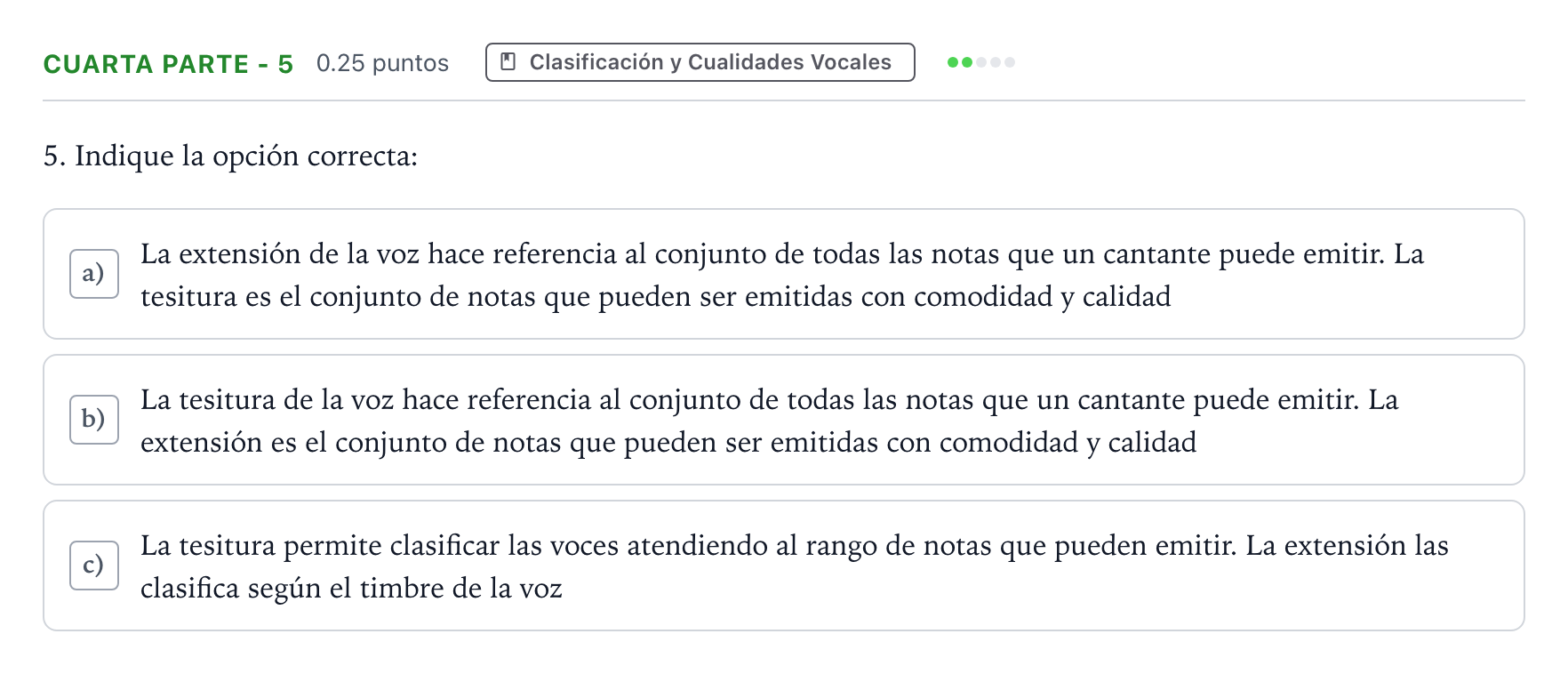 Enunciado: Ejercicio Cuarta Parte - 5 · Coro y Técnica Vocal II PAU Madrid Modelo 2024
