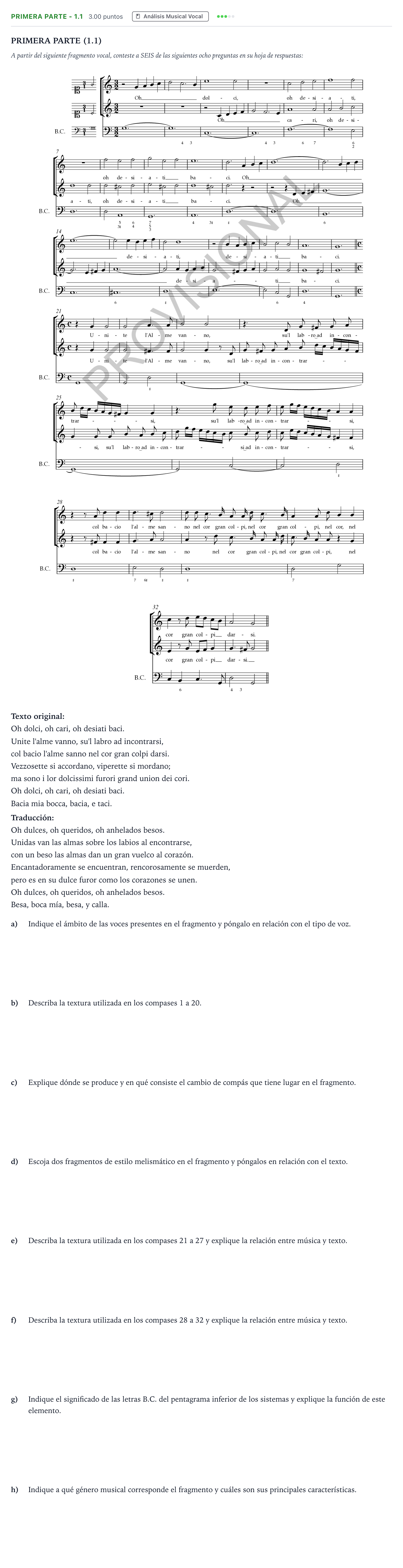 Enunciado: Ejercicio Primera Parte - 1.1 · Coro y Técnica Vocal II PAU Madrid Modelo 2024