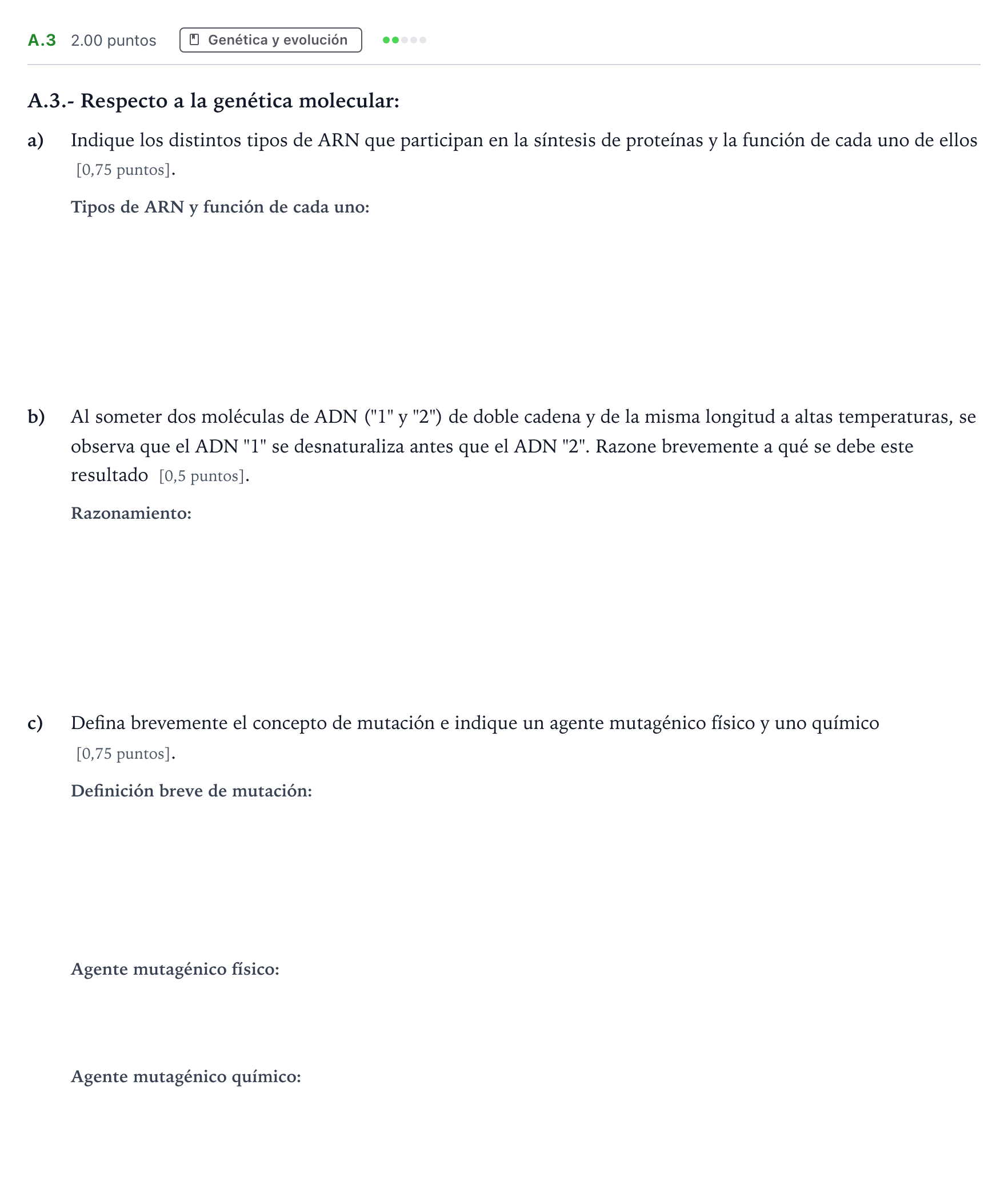 Enunciado: Ejercicio A.3 · Biología PAU Madrid Ordinaria 2024