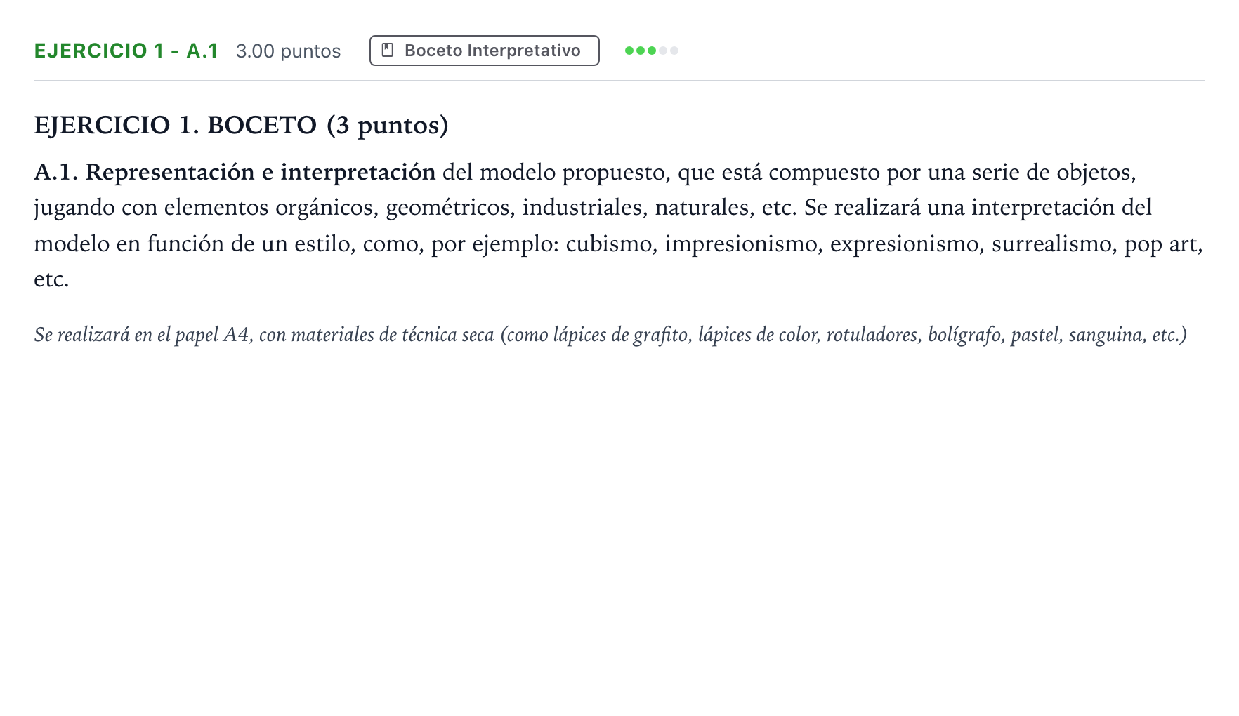 Enunciado: Ejercicio 1 - A.1 · Dibujo Artístico II PAU Madrid Modelo 2024
