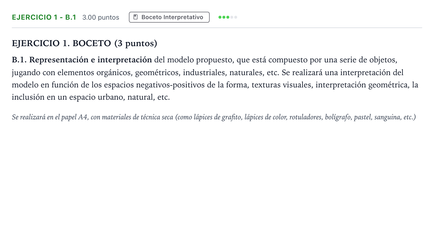 Enunciado: Ejercicio 1 - B.1 · Dibujo Artístico II PAU Madrid Modelo 2024