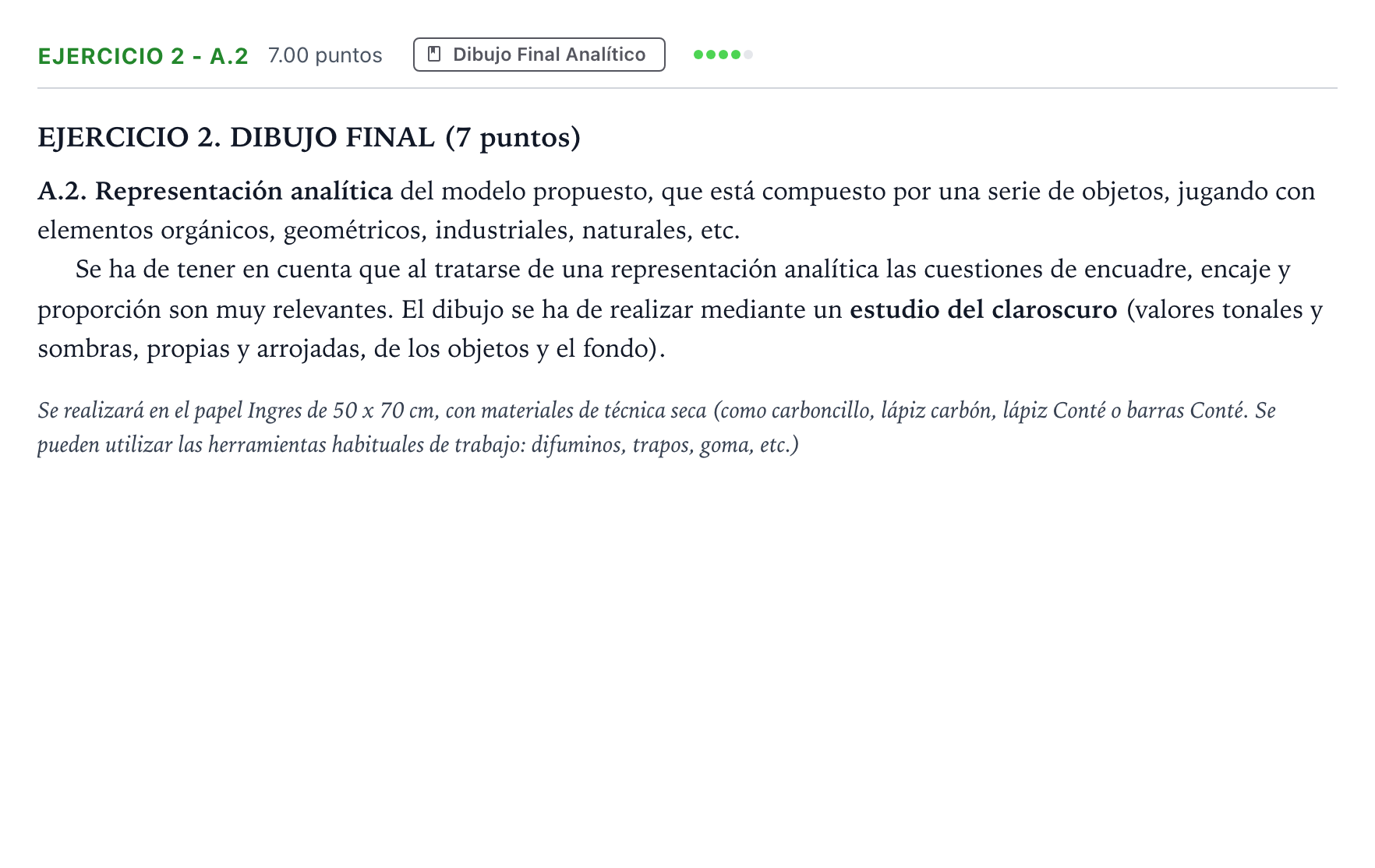 Enunciado: Ejercicio 2 - A.2 · Dibujo Artístico II PAU Madrid Modelo 2024