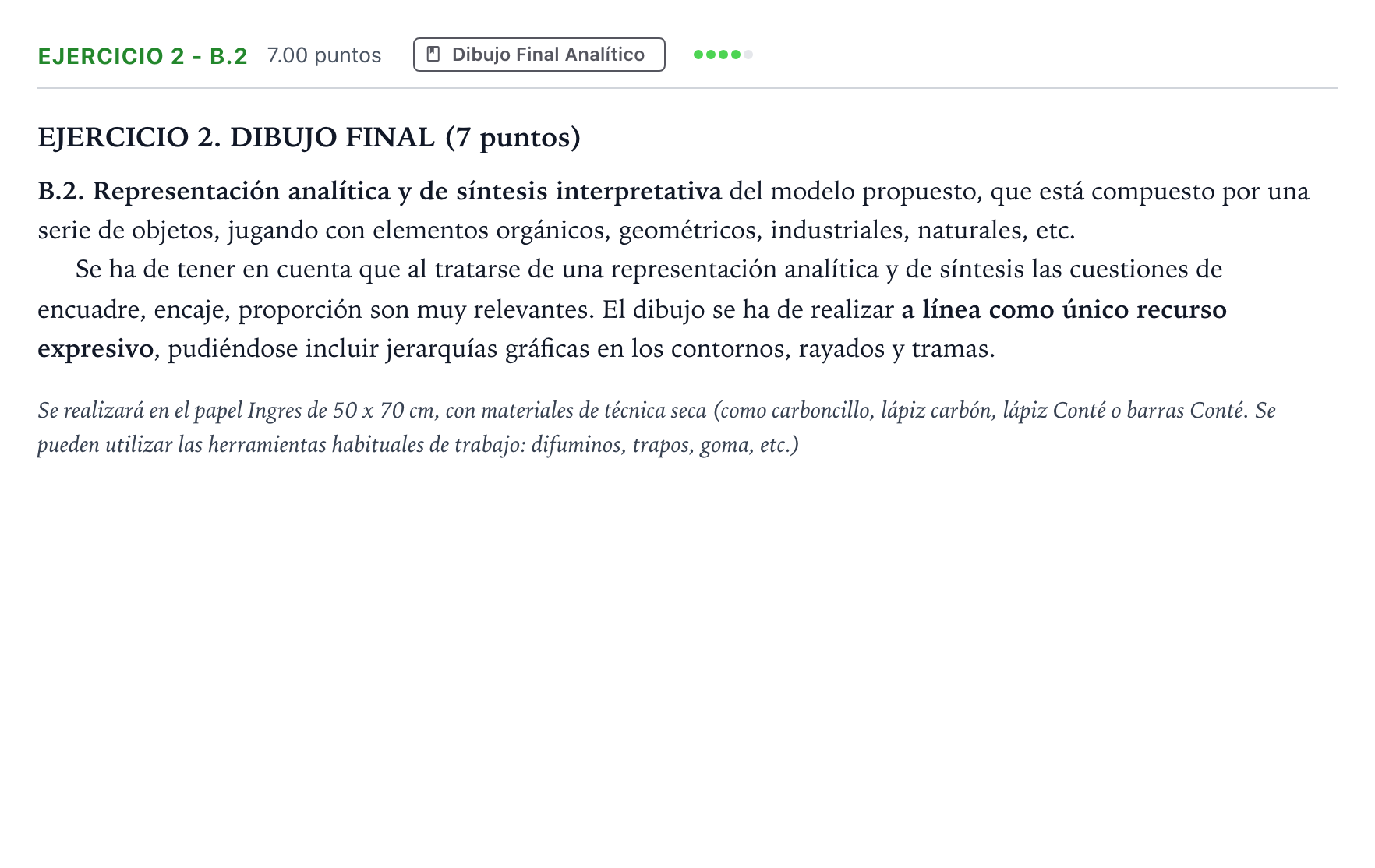 Enunciado: Ejercicio 2 - B.2 · Dibujo Artístico II PAU Madrid Modelo 2024