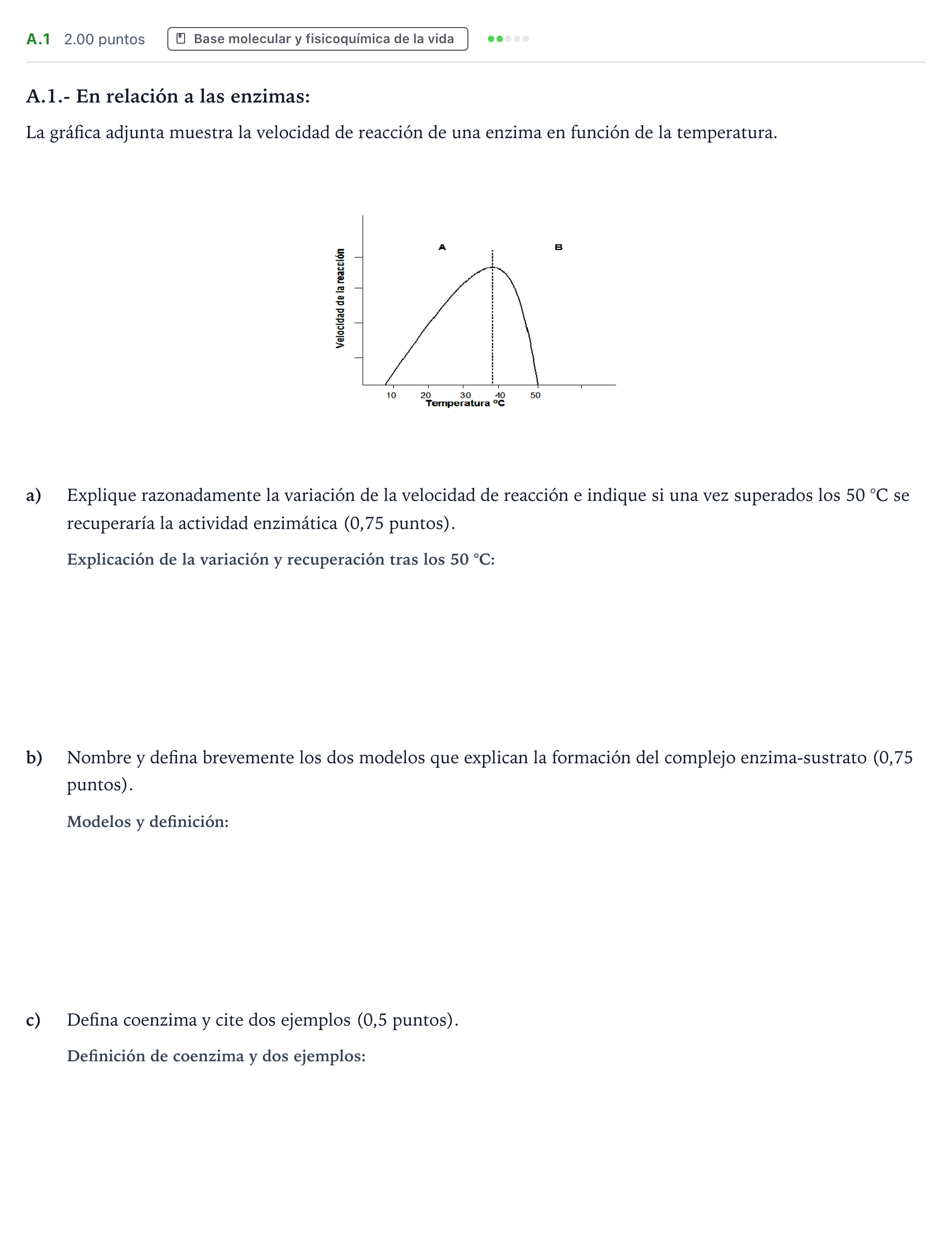 Enunciado: Ejercicio A.1 · Biología PAU Madrid Ordinaria Coincidencias 2024
