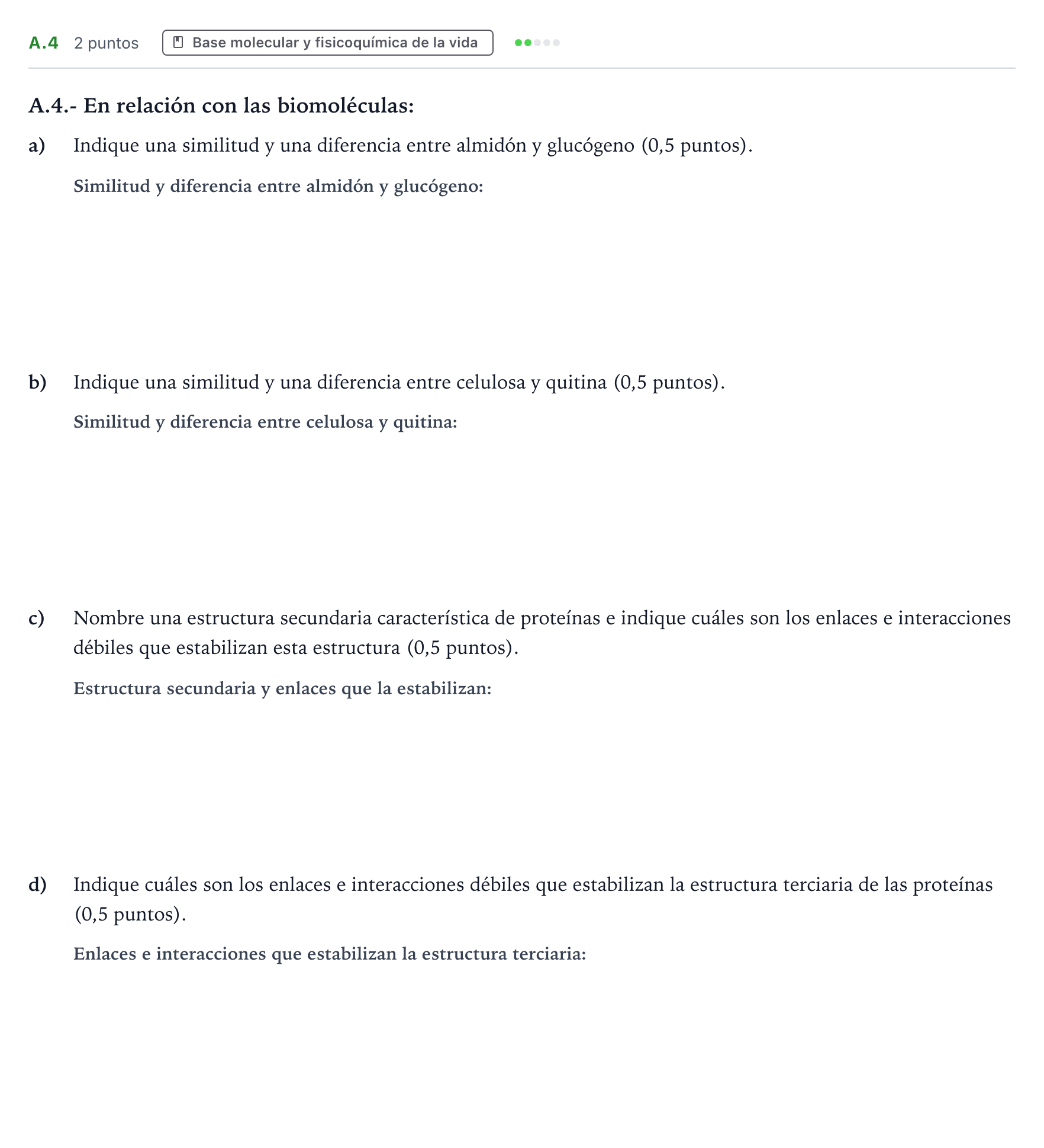 Enunciado: Ejercicio A.4 · Biología PAU Madrid Ordinaria Coincidencias 2024