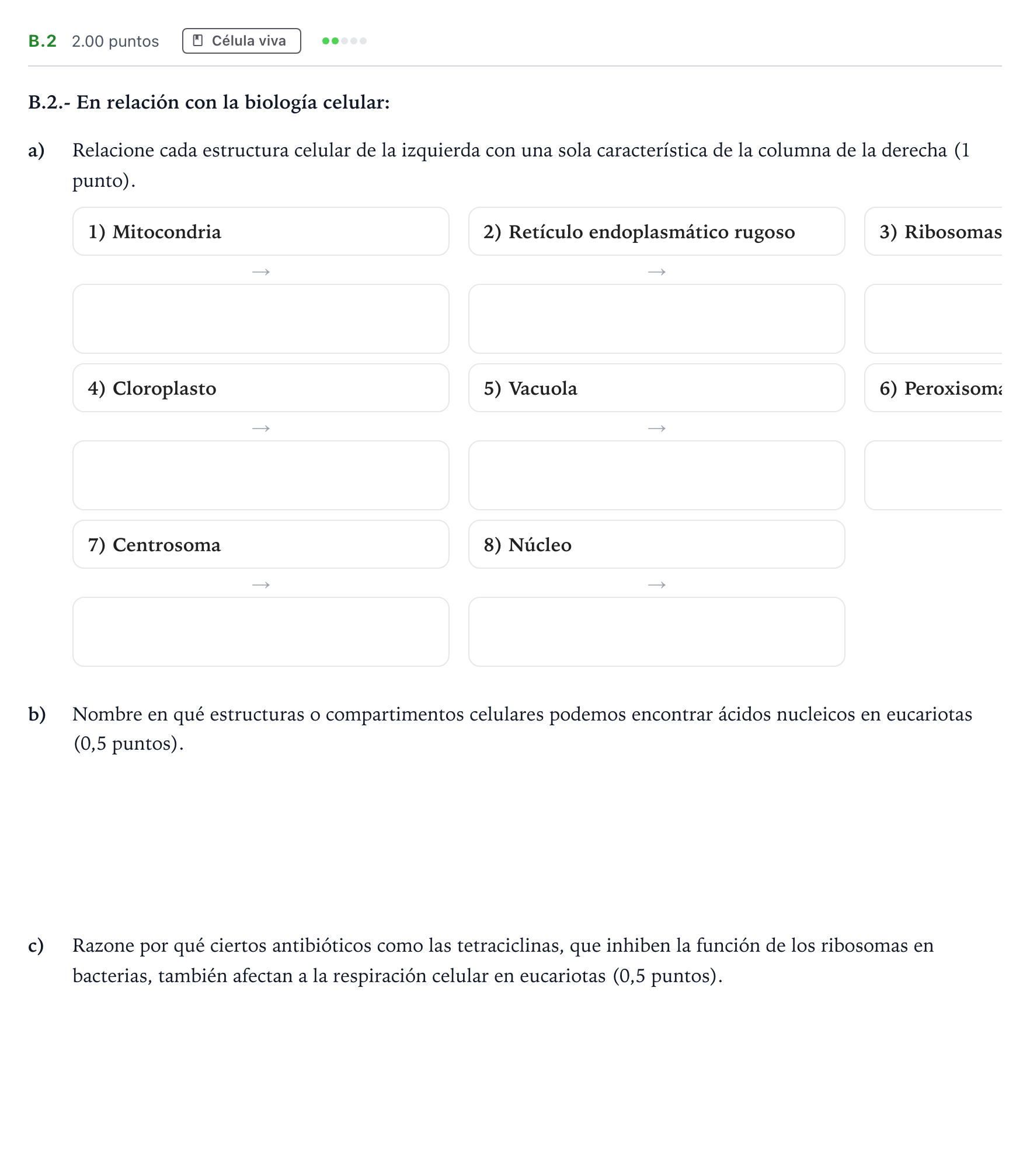 Enunciado: Ejercicio B.2 · Biología PAU Madrid Ordinaria Coincidencias 2024