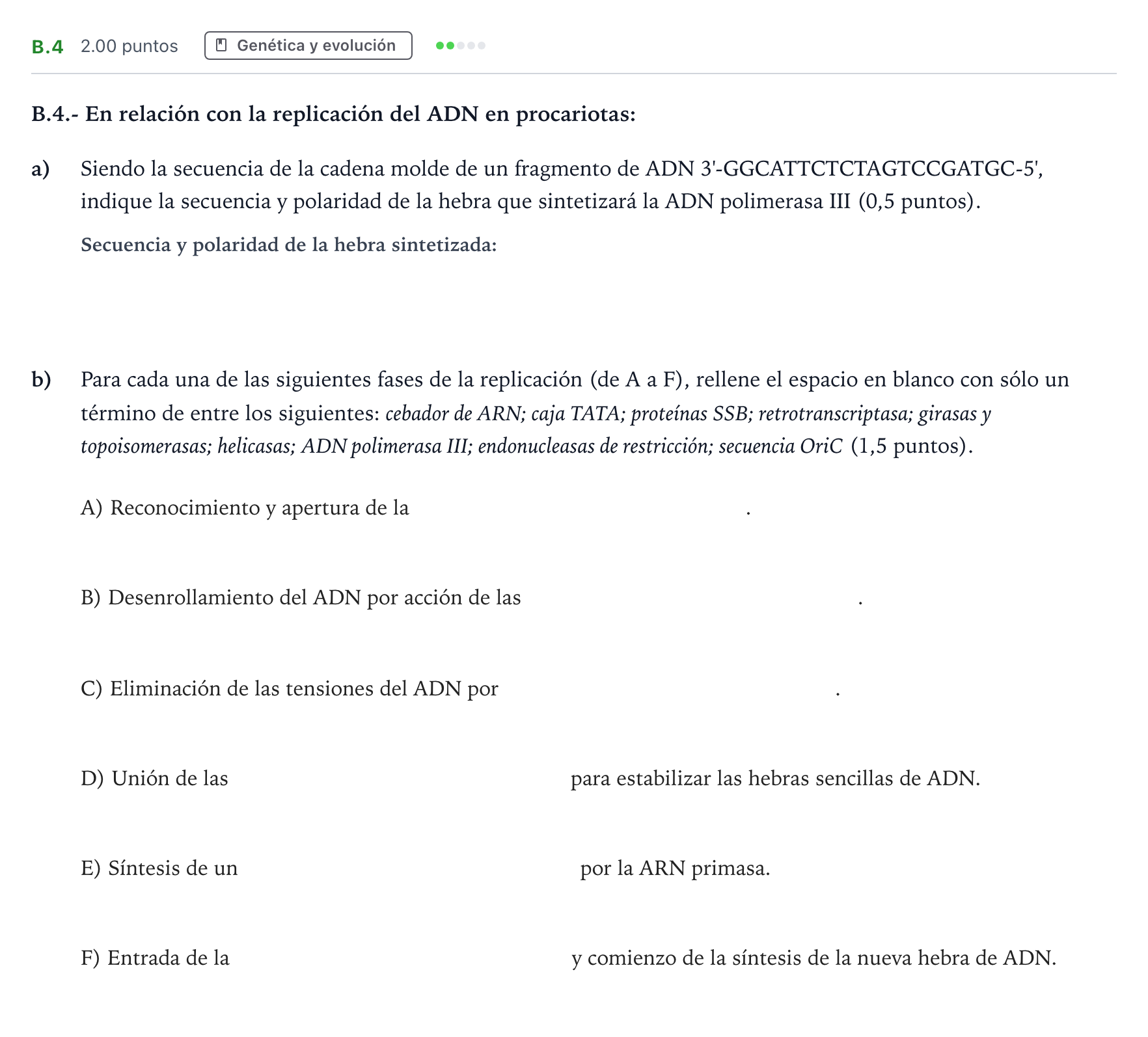 Enunciado: Ejercicio B.4 · Biología PAU Madrid Ordinaria Coincidencias 2024