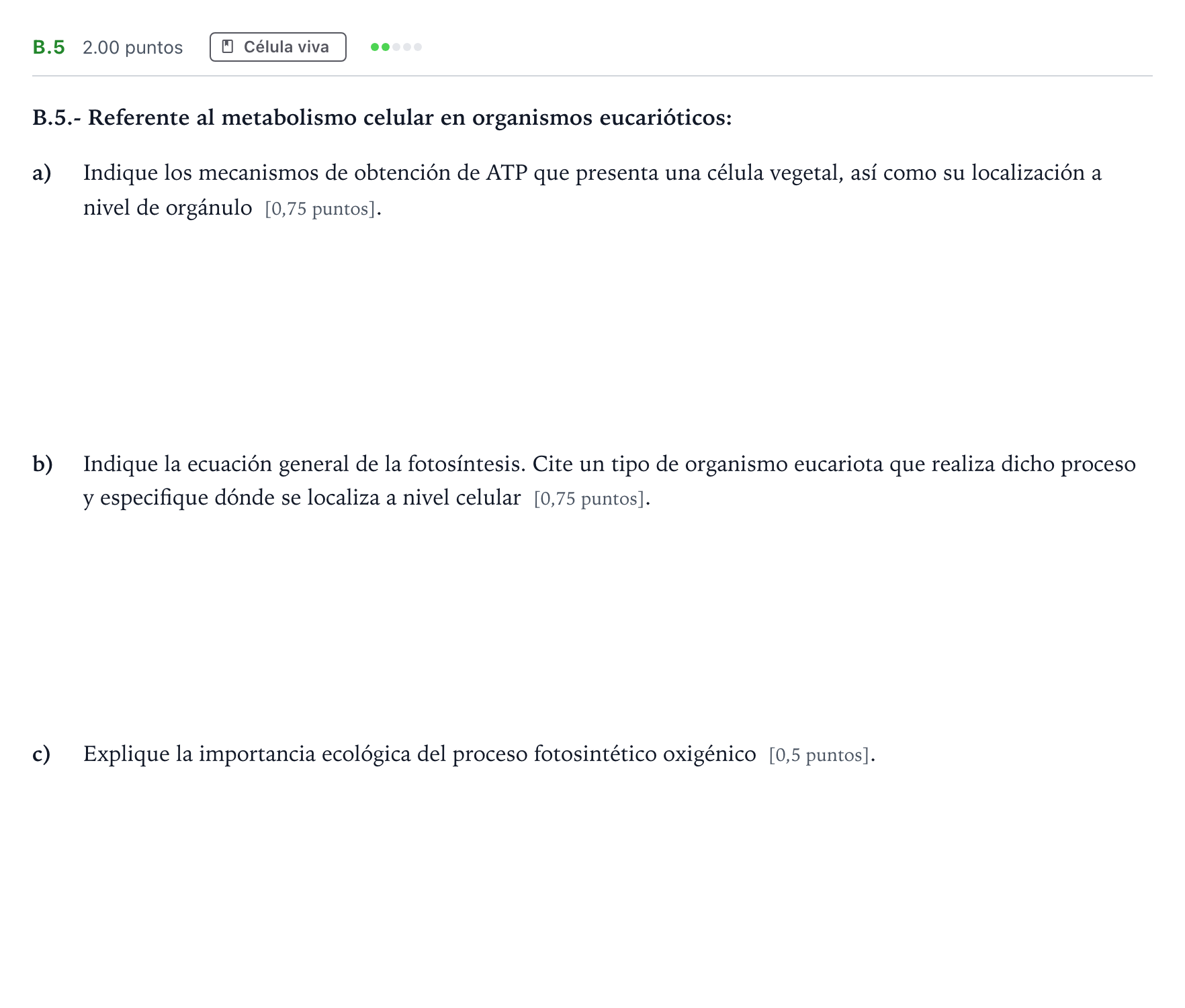 Enunciado: Ejercicio B.5 · Biología PAU Madrid Ordinaria Coincidencias 2024