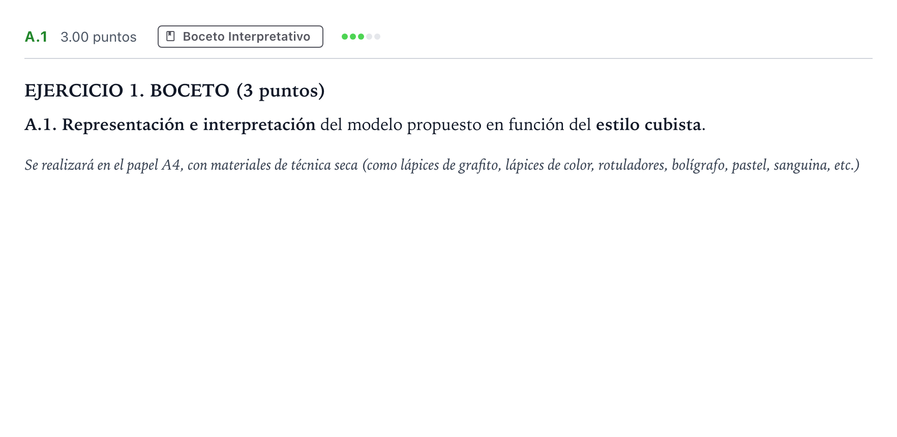 Enunciado: Ejercicio A.1 · Dibujo Artístico II PAU Madrid Ordinaria 2024