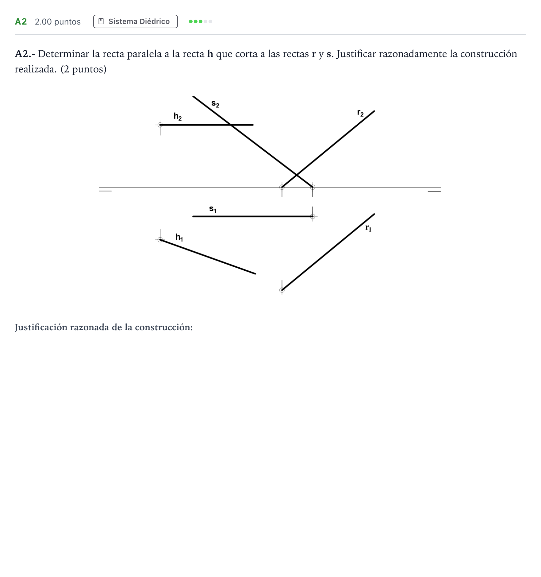 Enunciado: Ejercicio A2 · Dibujo técnico II PAU Madrid Extraordinaria Coincidencias 2024