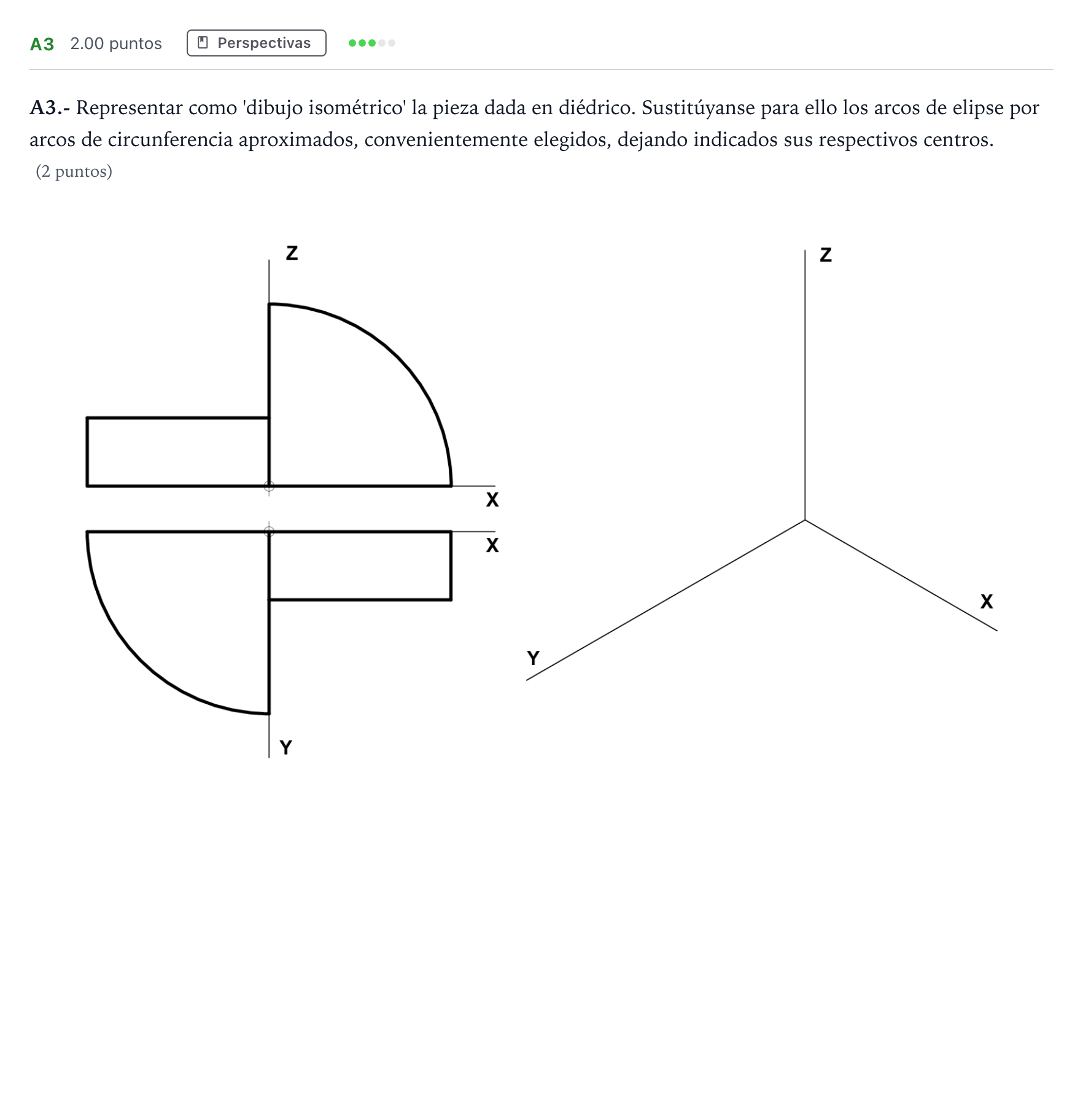 Enunciado: Ejercicio A3 · Dibujo técnico II PAU Madrid Extraordinaria Coincidencias 2024