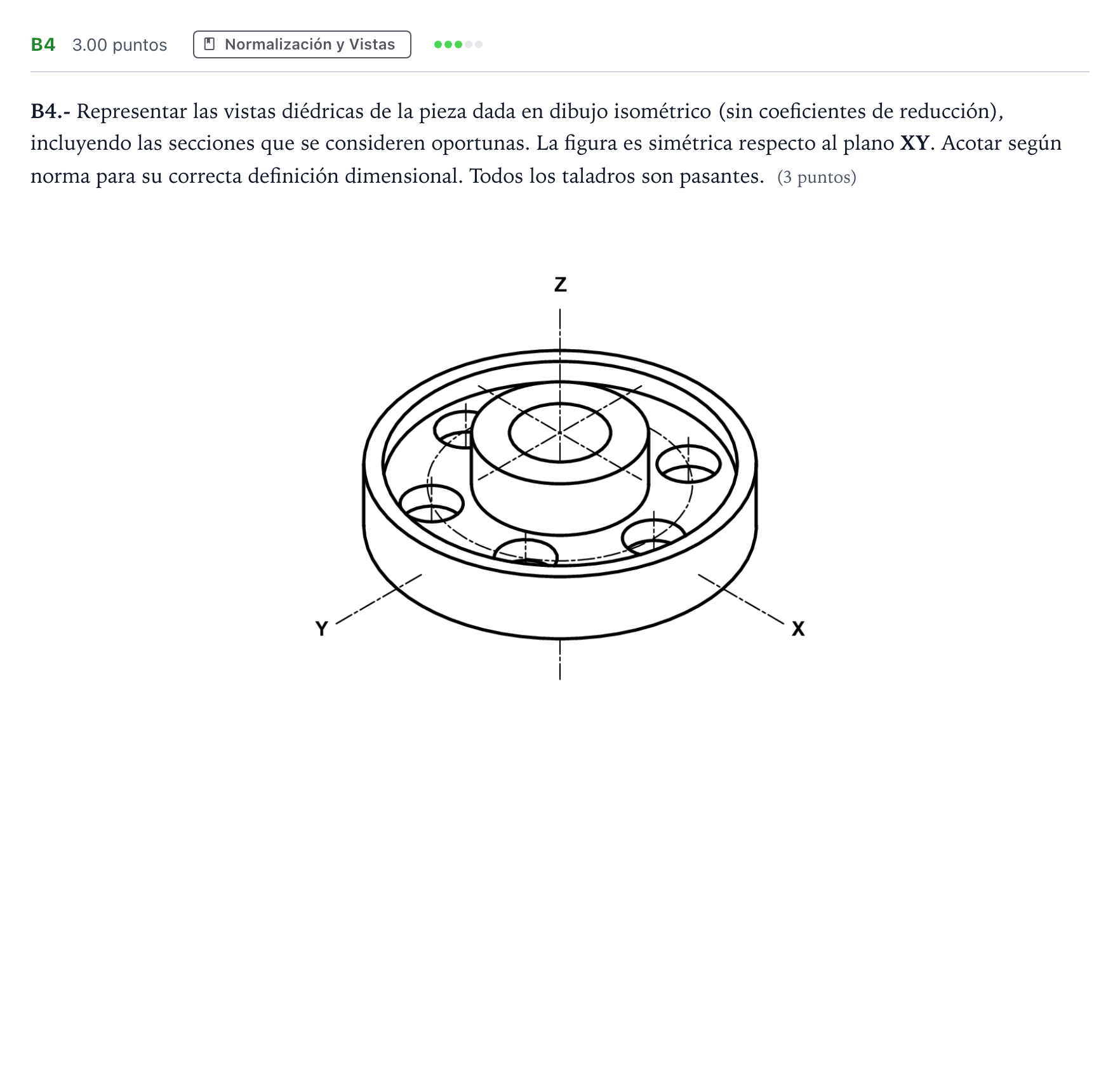Enunciado: Ejercicio B4 · Dibujo técnico II PAU Madrid Extraordinaria Coincidencias 2024