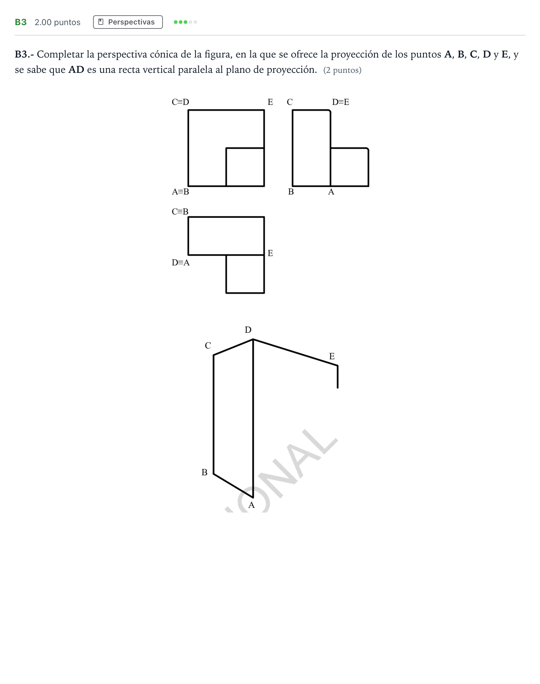 Enunciado: Ejercicio B3 · Dibujo técnico II PAU Madrid Modelo 2024