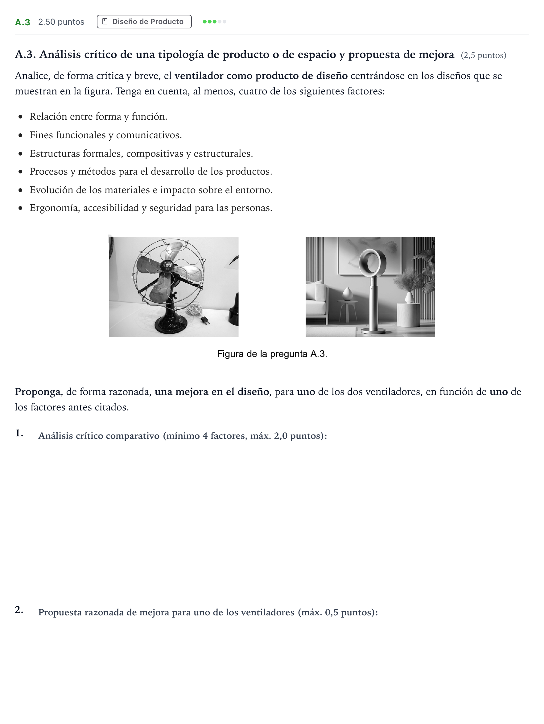 Enunciado: Ejercicio A.3 · Diseño PAU Madrid Modelo 2024