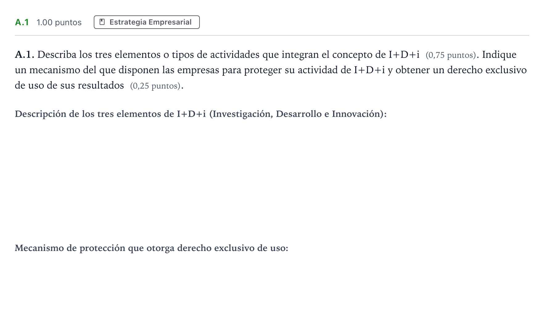 Enunciado: Ejercicio A.1 · Empresa y Diseño de Modelos de Negocio PAU Madrid Extraordinaria 2024