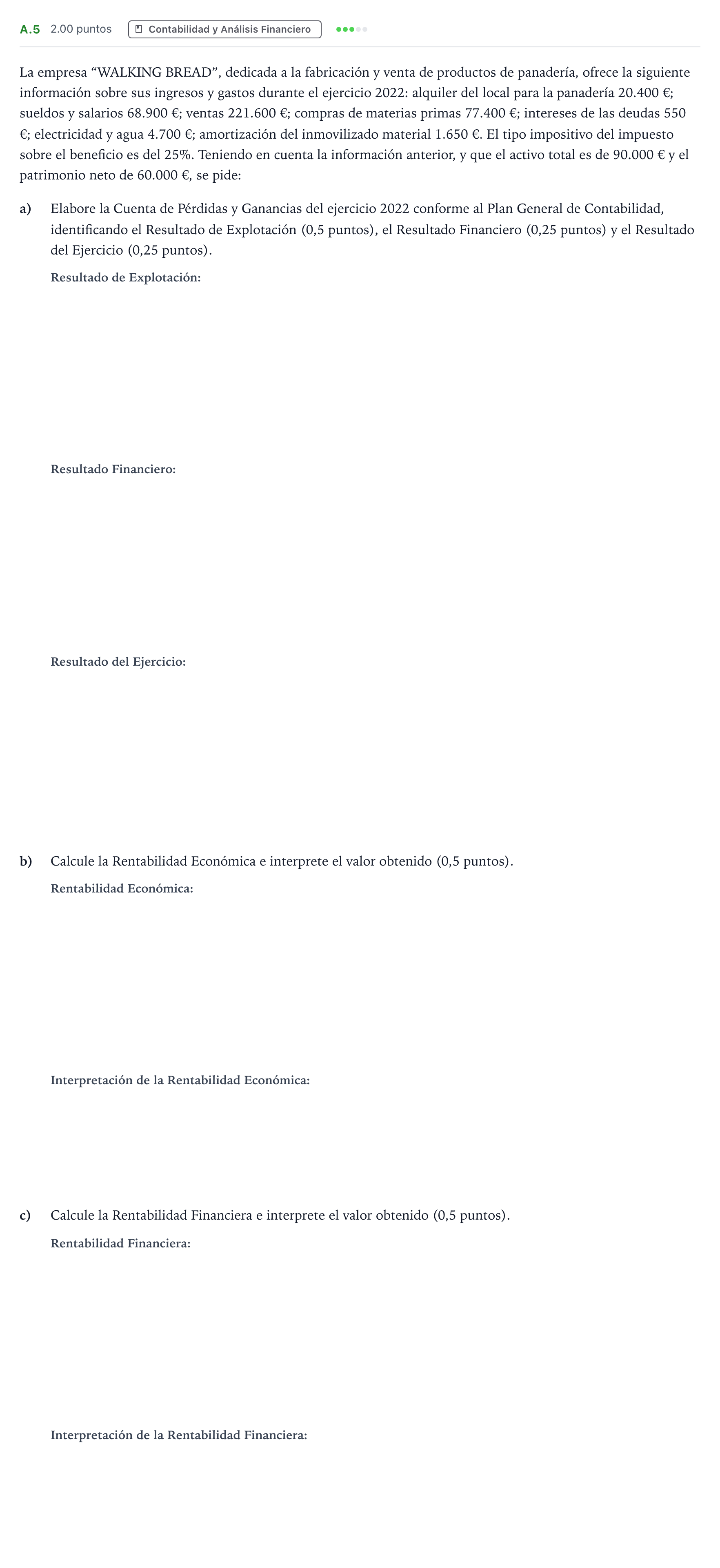 Enunciado: Ejercicio A.5 · Empresa y Diseño de Modelos de Negocio PAU Madrid Modelo 2024