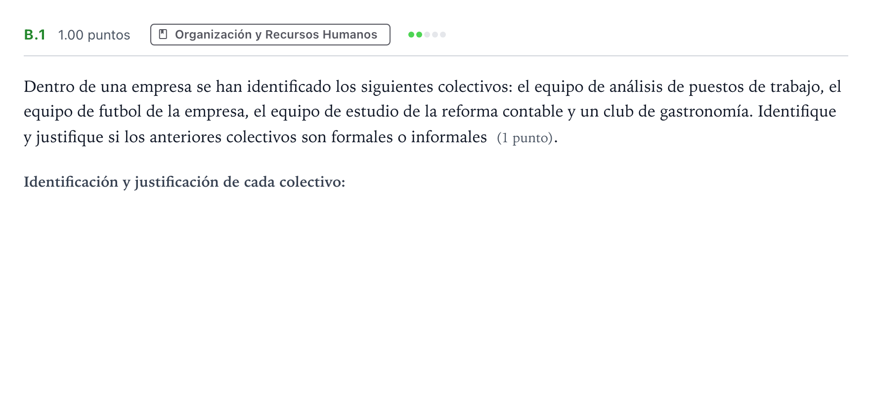 Enunciado: Ejercicio B.1 · Empresa y Diseño de Modelos de Negocio PAU Madrid Modelo 2024
