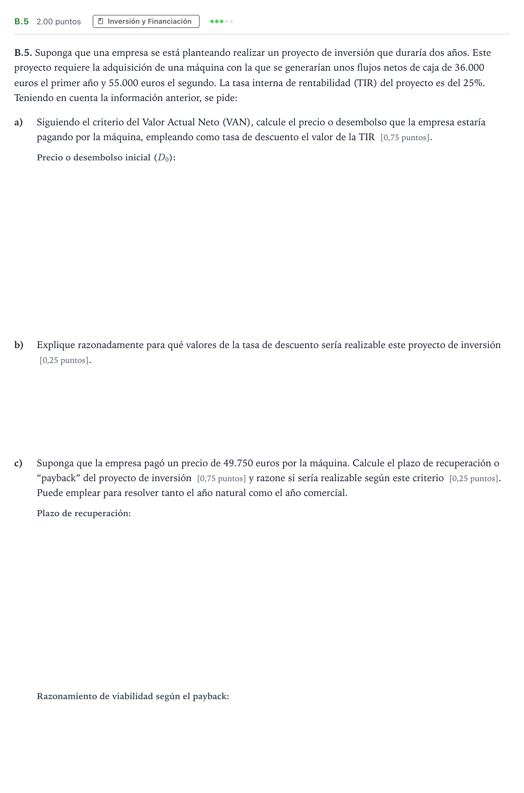 Enunciado: Ejercicio B.5 · Empresa y Diseño de Modelos de Negocio PAU Madrid Modelo 2024