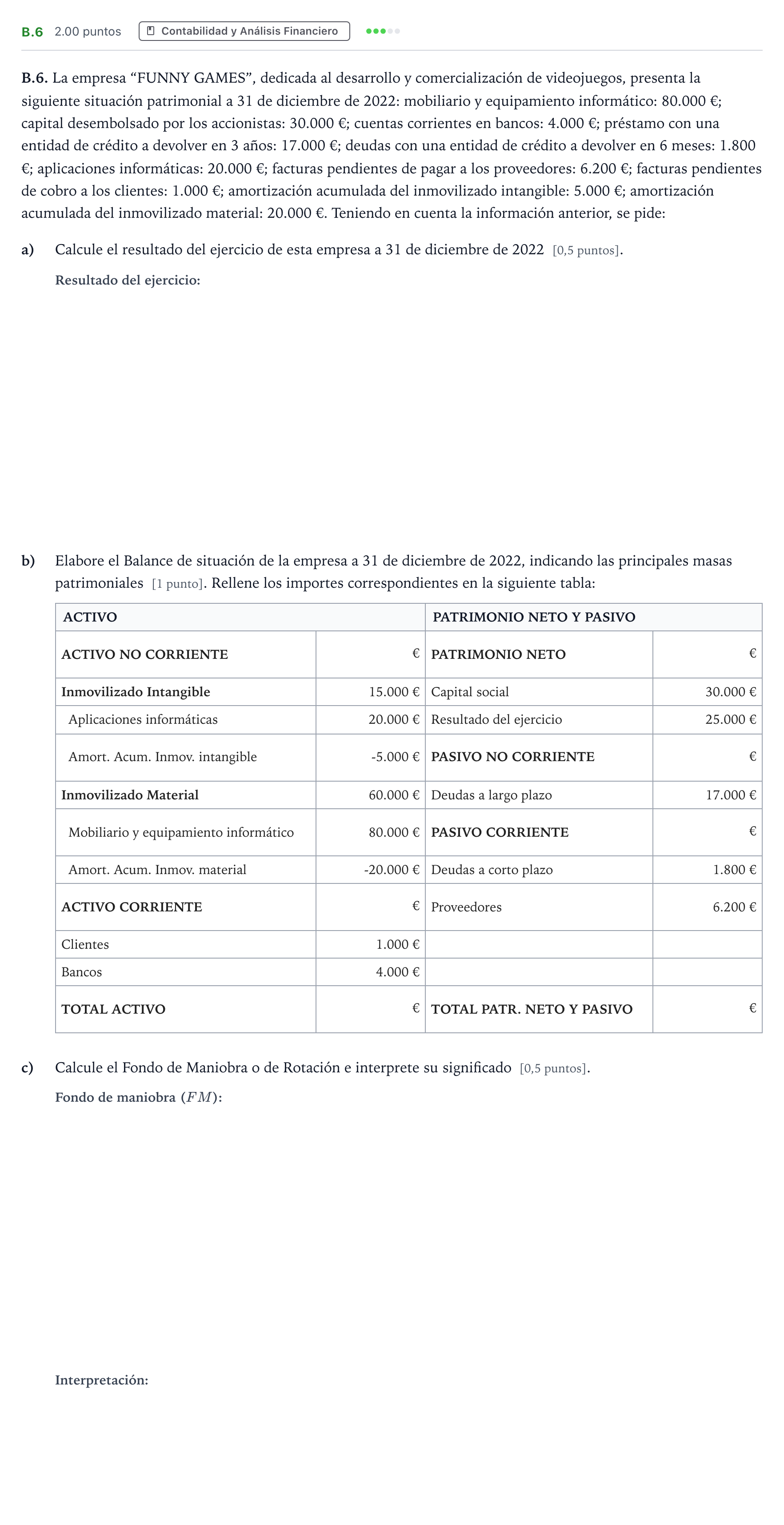 Enunciado: Ejercicio B.6 · Empresa y Diseño de Modelos de Negocio PAU Madrid Modelo 2024