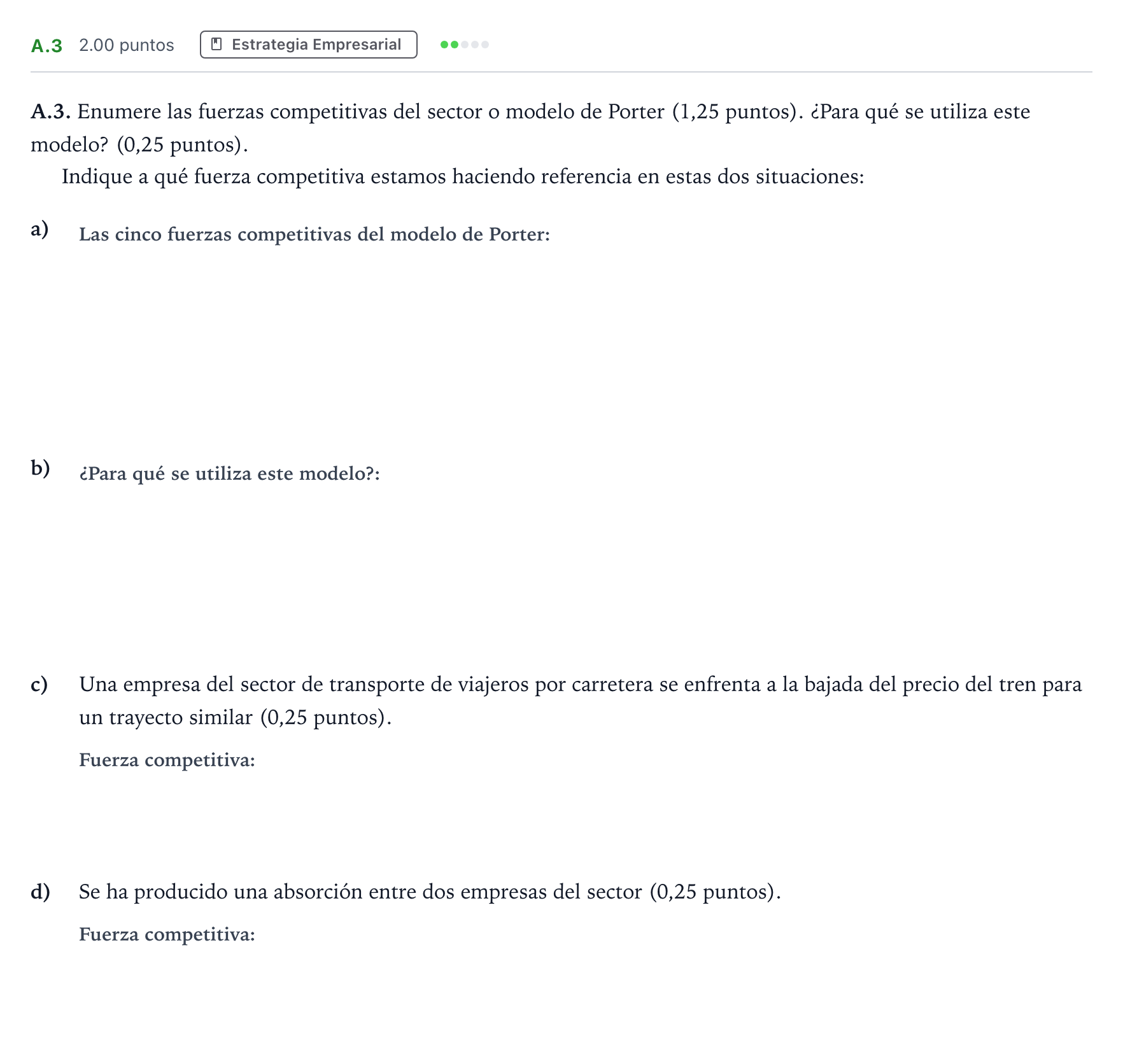 Enunciado: Ejercicio A.3 · Empresa y Diseño de Modelos de Negocio PAU Madrid Ordinaria 2024