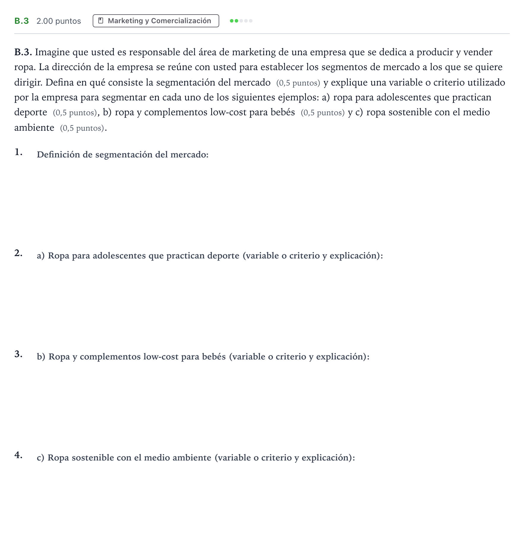 Enunciado: Ejercicio B.3 · Empresa y Diseño de Modelos de Negocio PAU Madrid Ordinaria 2024