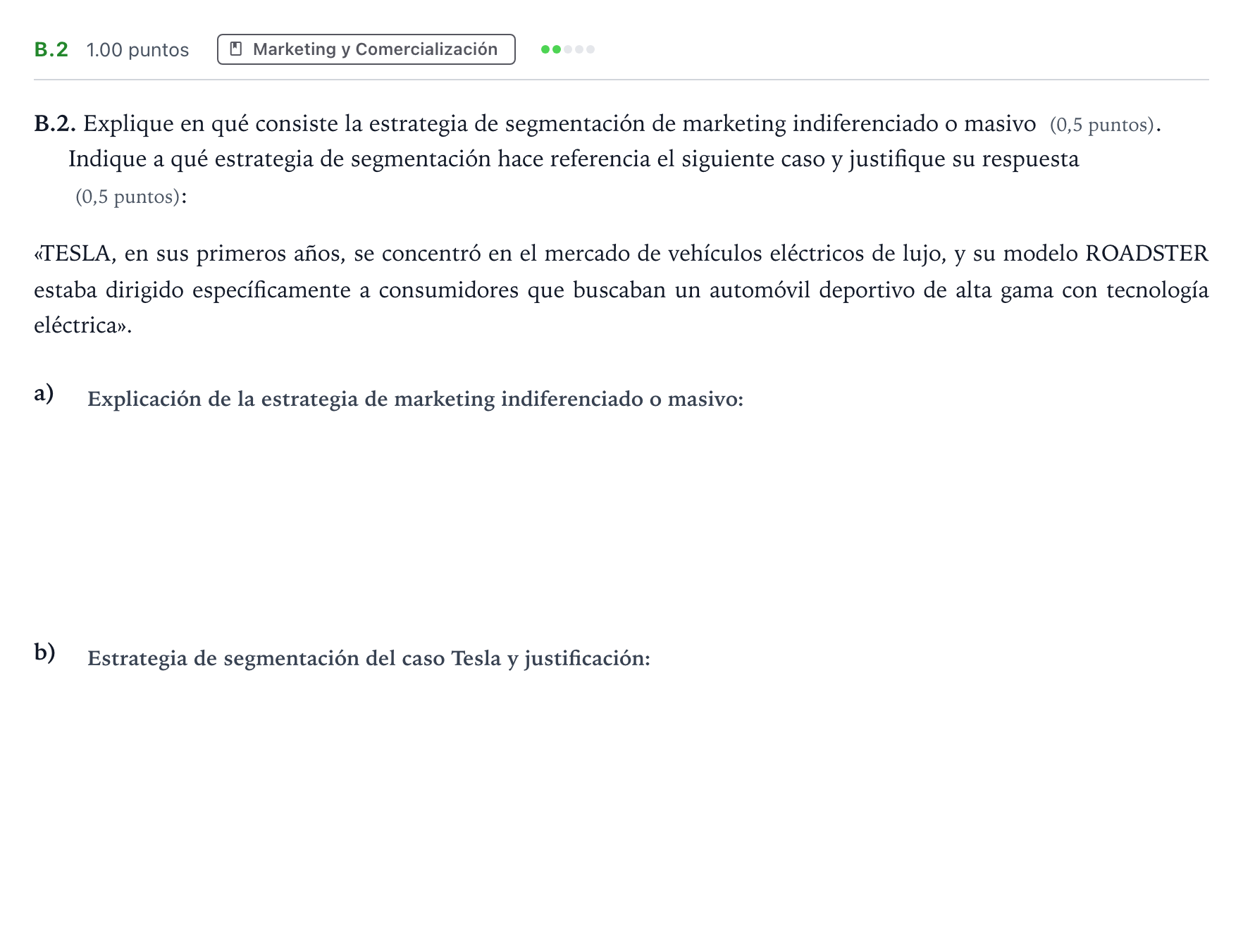 Enunciado: Ejercicio B.2 · Empresa y Diseño de Modelos de Negocio PAU Madrid Ordinaria Coincidencias 2024