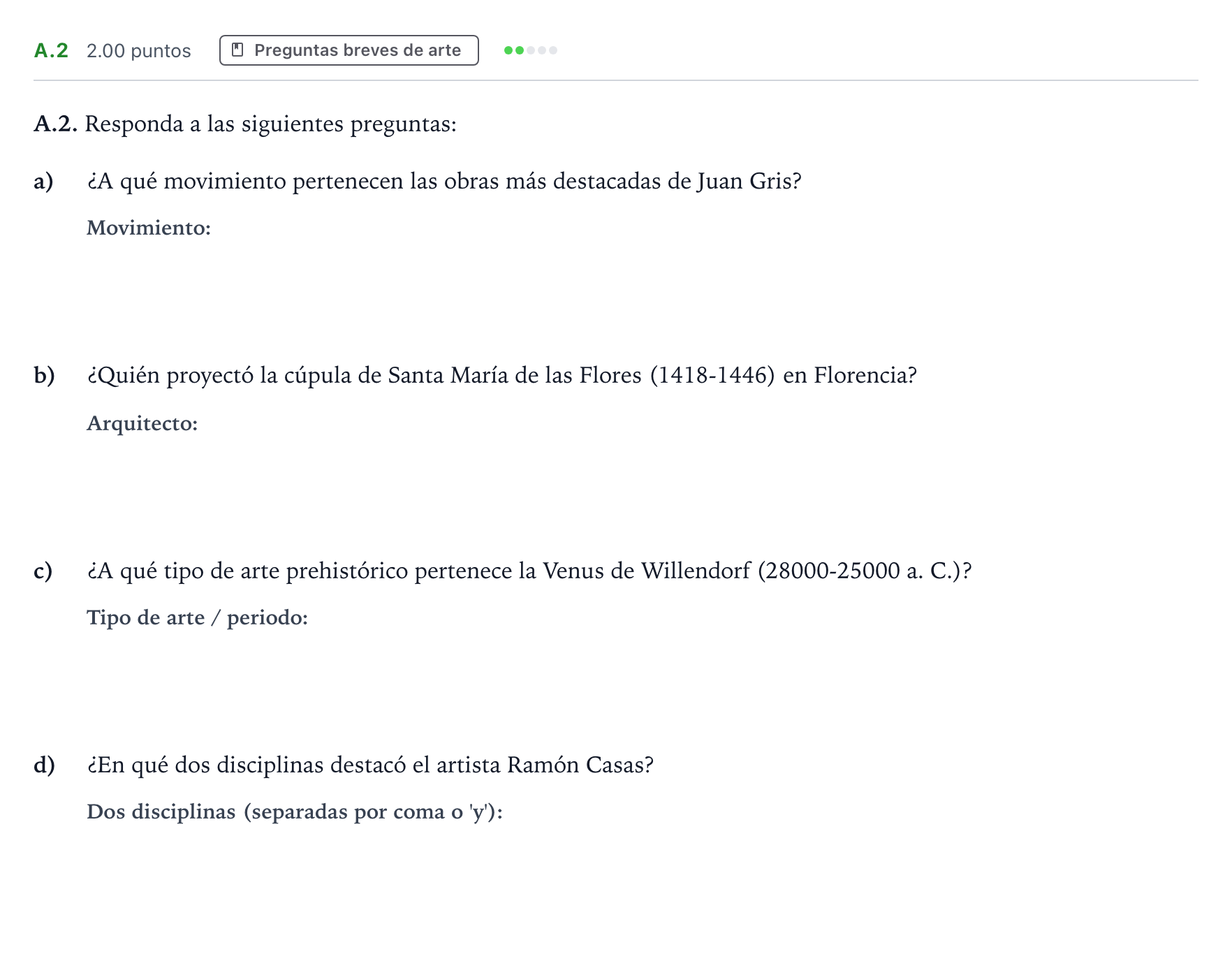 Enunciado: Ejercicio A.2 · Fundamentos Artísticos PAU Madrid Modelo 2024