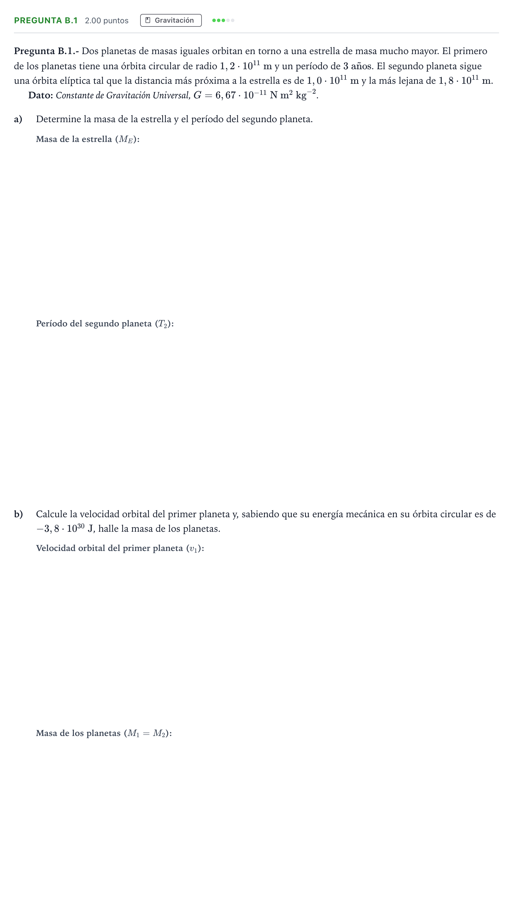 Enunciado: Pregunta B.1 · Física PAU Madrid Extraordinaria 2024